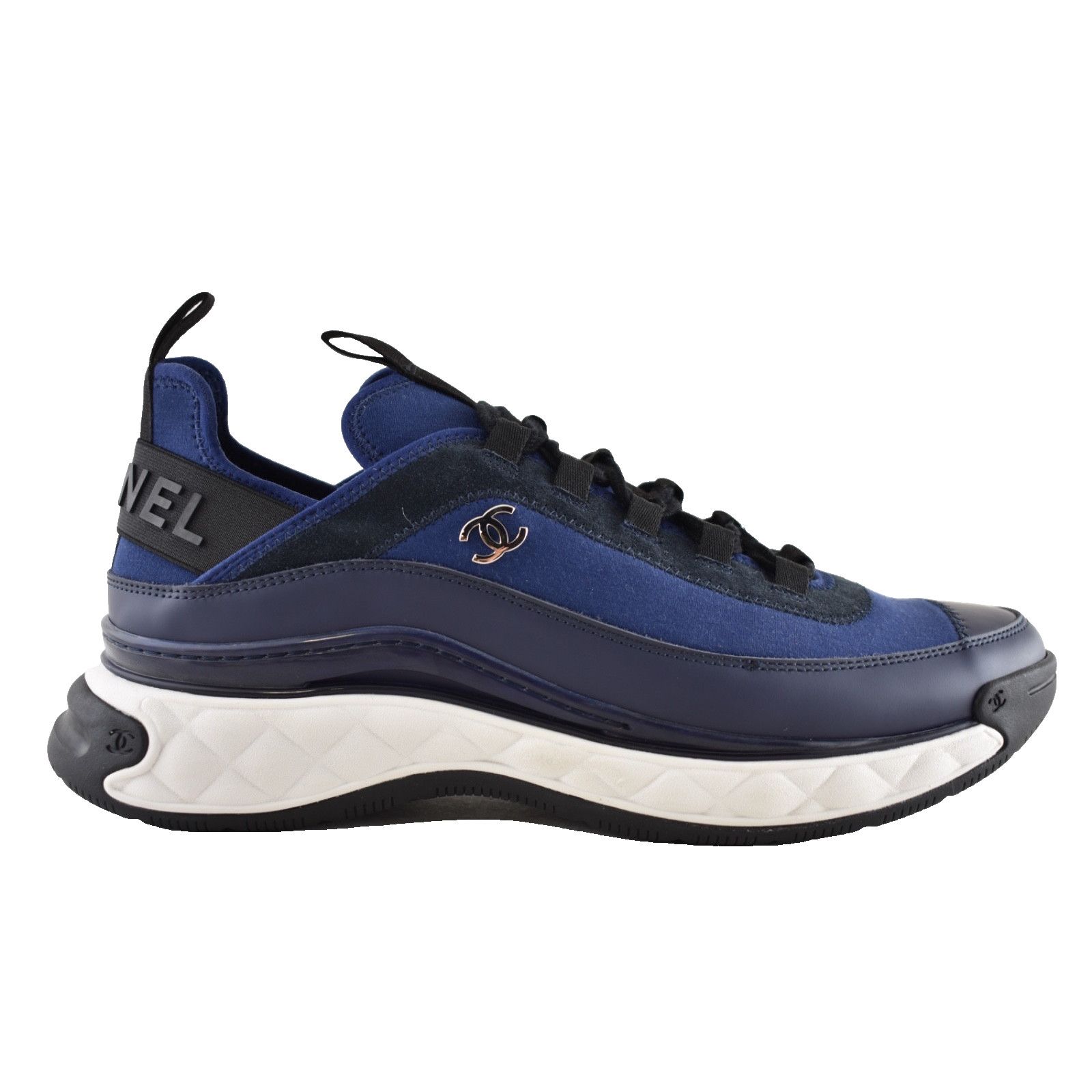 Chanel Chanel 20C Mens Blue Black White CC Logo Lace Up Low Size US 11 / EU 44 - 1 Thumbnail