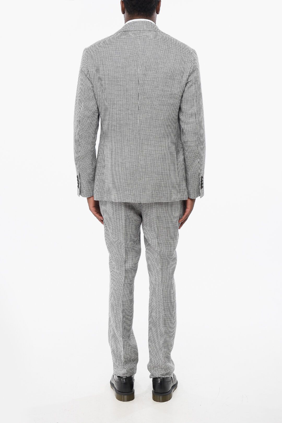 Brunello Cucinelli og1mm0725 Houndstooth Patterned Linen Blend Suit White/Black Size US XL / EU 56 / 4 - 4 Thumbnail