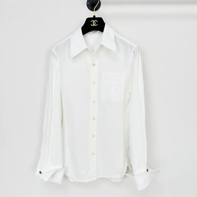 YSL White Long Sleeve Women's Shirt XS Size 0089