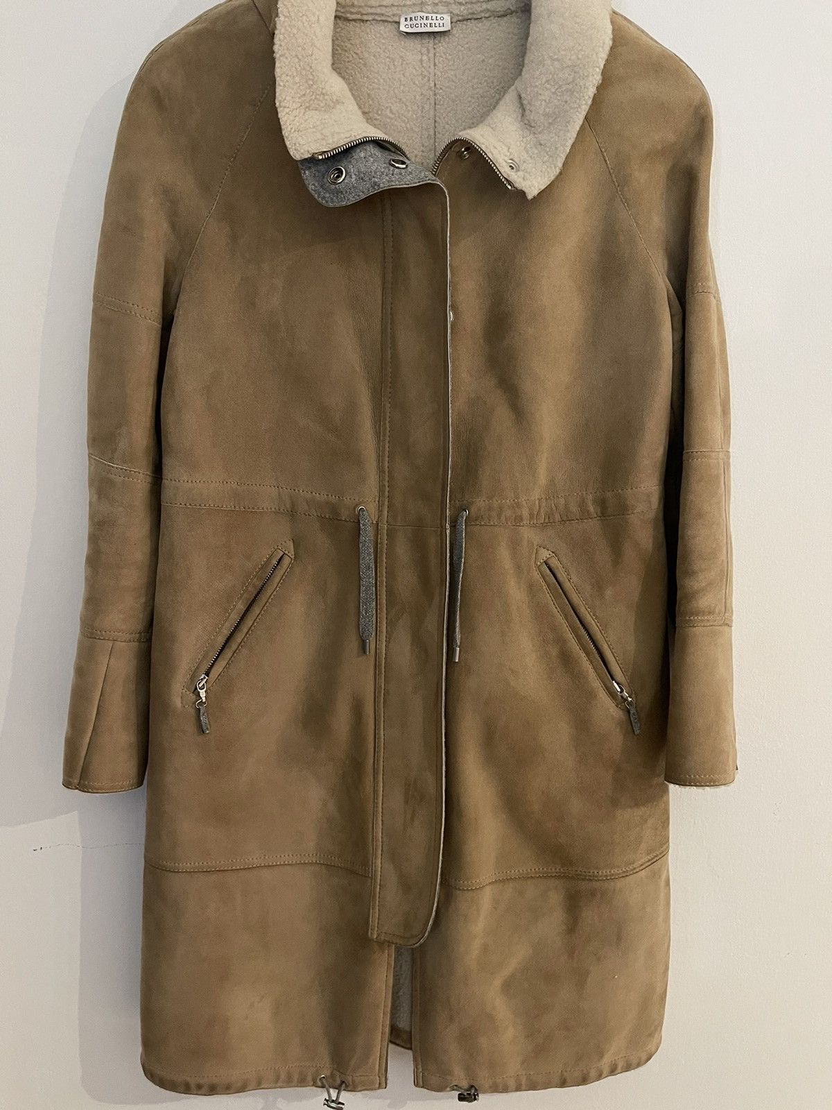 Image of Brunello Cucinelli Sheepskin Coat in Beige, Women's (Size XS)