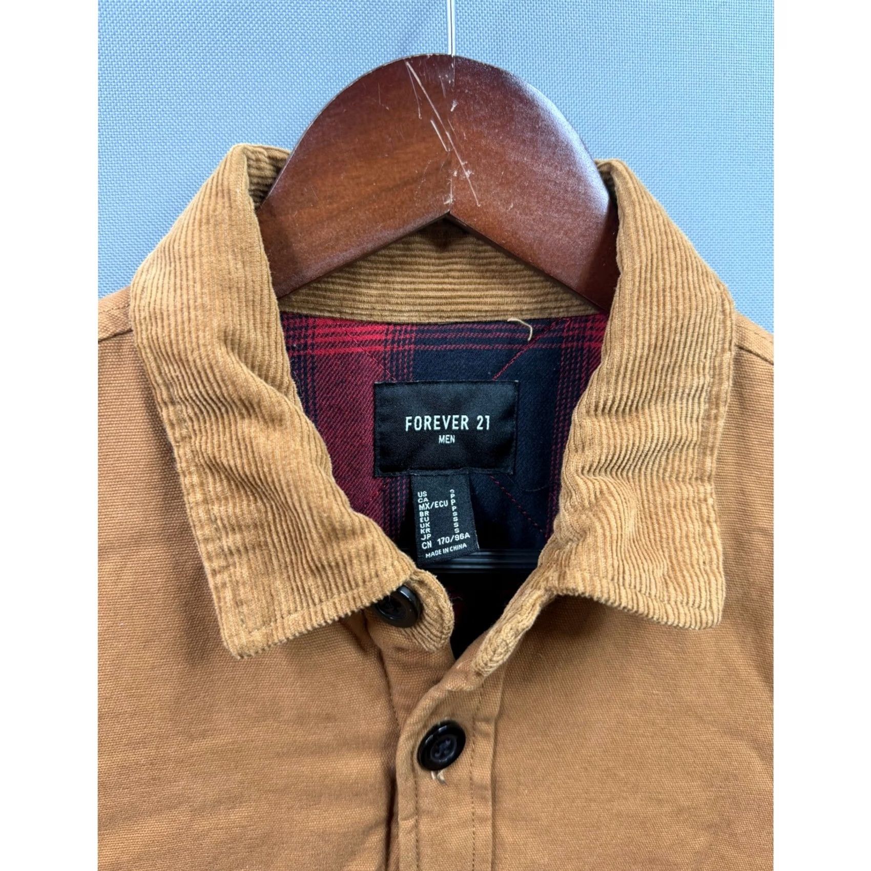 Forever 21 Forever 21 Shirt Jacket Mens Brown Canvas Corduroy Plaid Lined Shacket Small Size US S / EU 44-46 / 1 - 4 Thumbnail