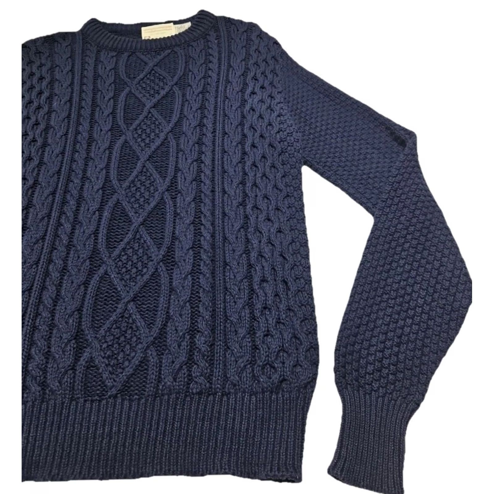 Vintage VINTAGE Lord Jeff Sweater Shirt M Mens Cable Knit Navy Blue Cotton USA Size US M / EU 48-50 / 2 - 3 Thumbnail