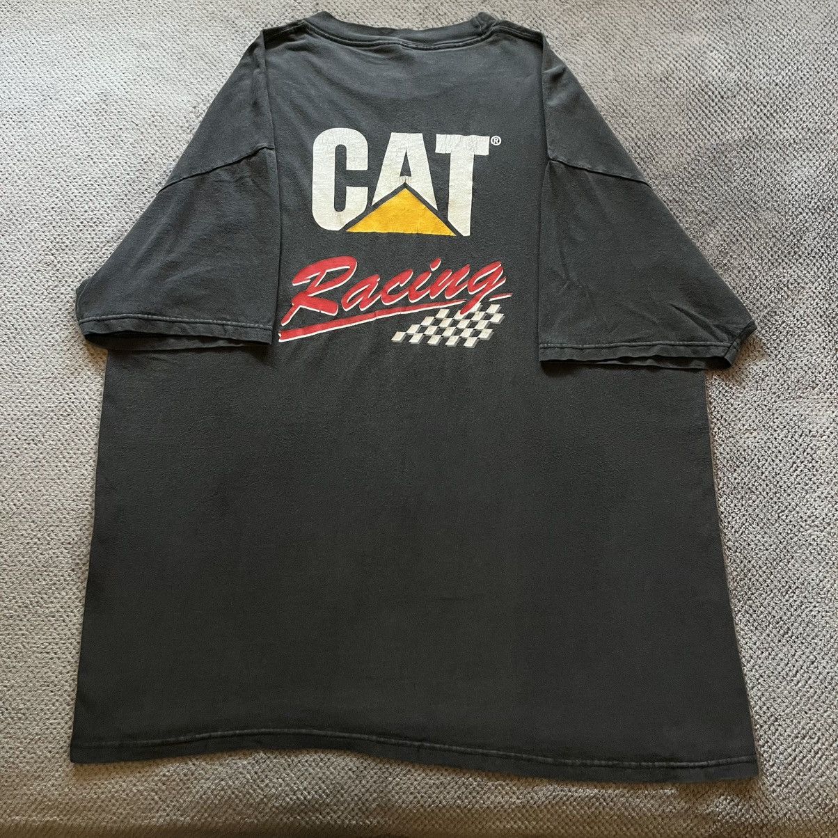 Vintage Vintage 90s CAT Racing Faded Black Graphic T shirt Size US XL / EU 56 / 4 - 1 Thumbnail