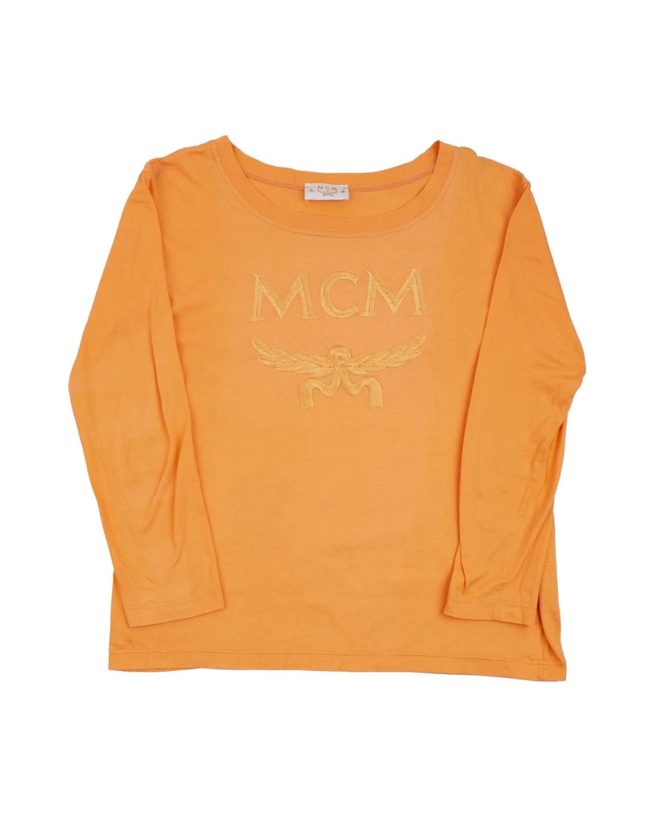 MCM Women's MCM Embroidered Logo Long Sleeve T-Shirt Orange Size M / US 6-8 / IT 42-44 - 1 Thumbnail