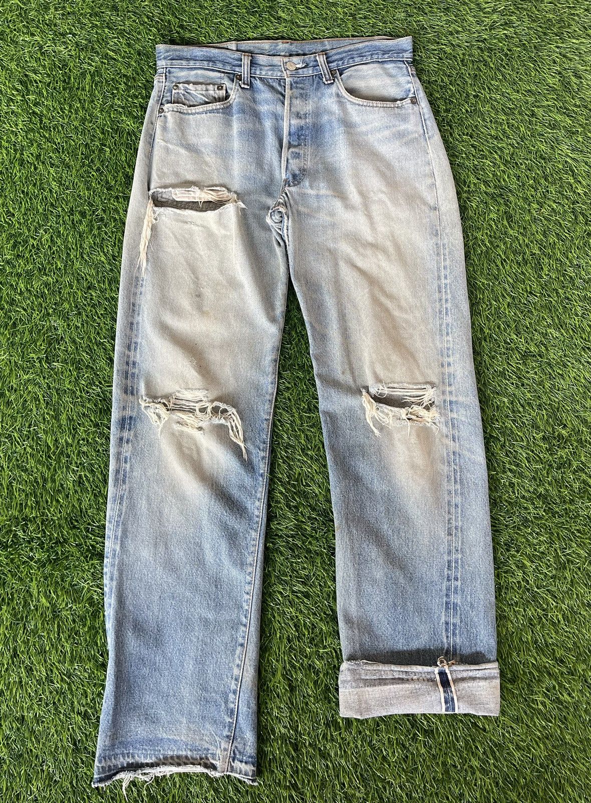 Levi's Vintage 80s🔥Levi’s 501🔥Rindem Hidden Rivets Selvedge Denim Size US 33 - 1 Thumbnail