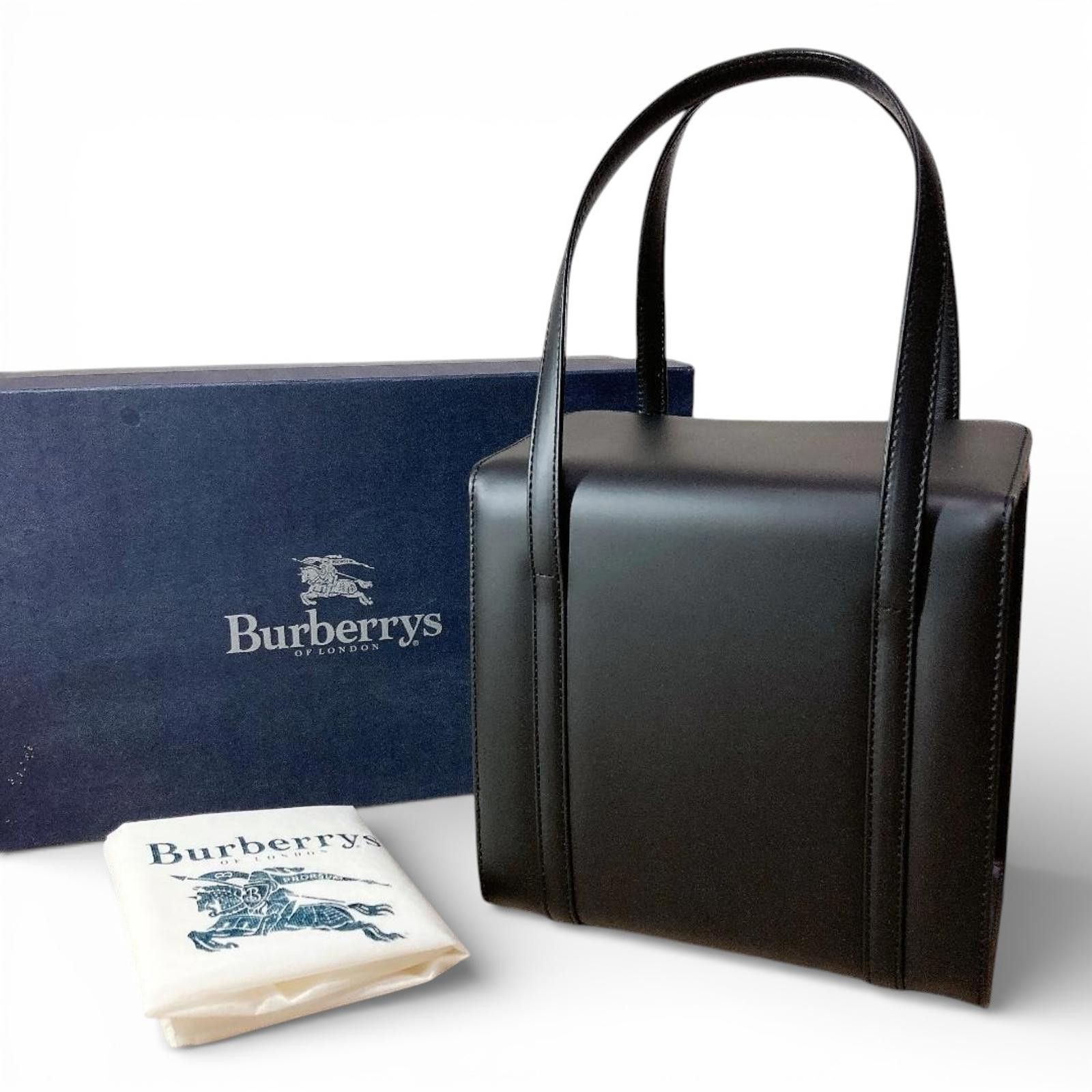 Burberry Burberry - Black Leather Tote Bag with Check Interior Size ONE SIZE - 1 Thumbnail