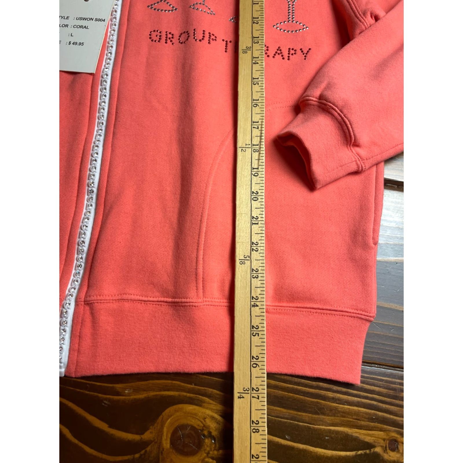 Vintage ACES Sweater Womens Large Coral Jeweled Group Therapy Drinks Full Zip Shirt Size L / US 10 / IT 46 - 6 Thumbnail