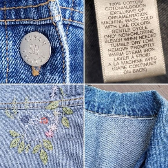 Vintage Vintage 90s y2k Floral Flower Embroidered Cottagecore Denim Size L / US 10 / IT 46 - 4 Thumbnail