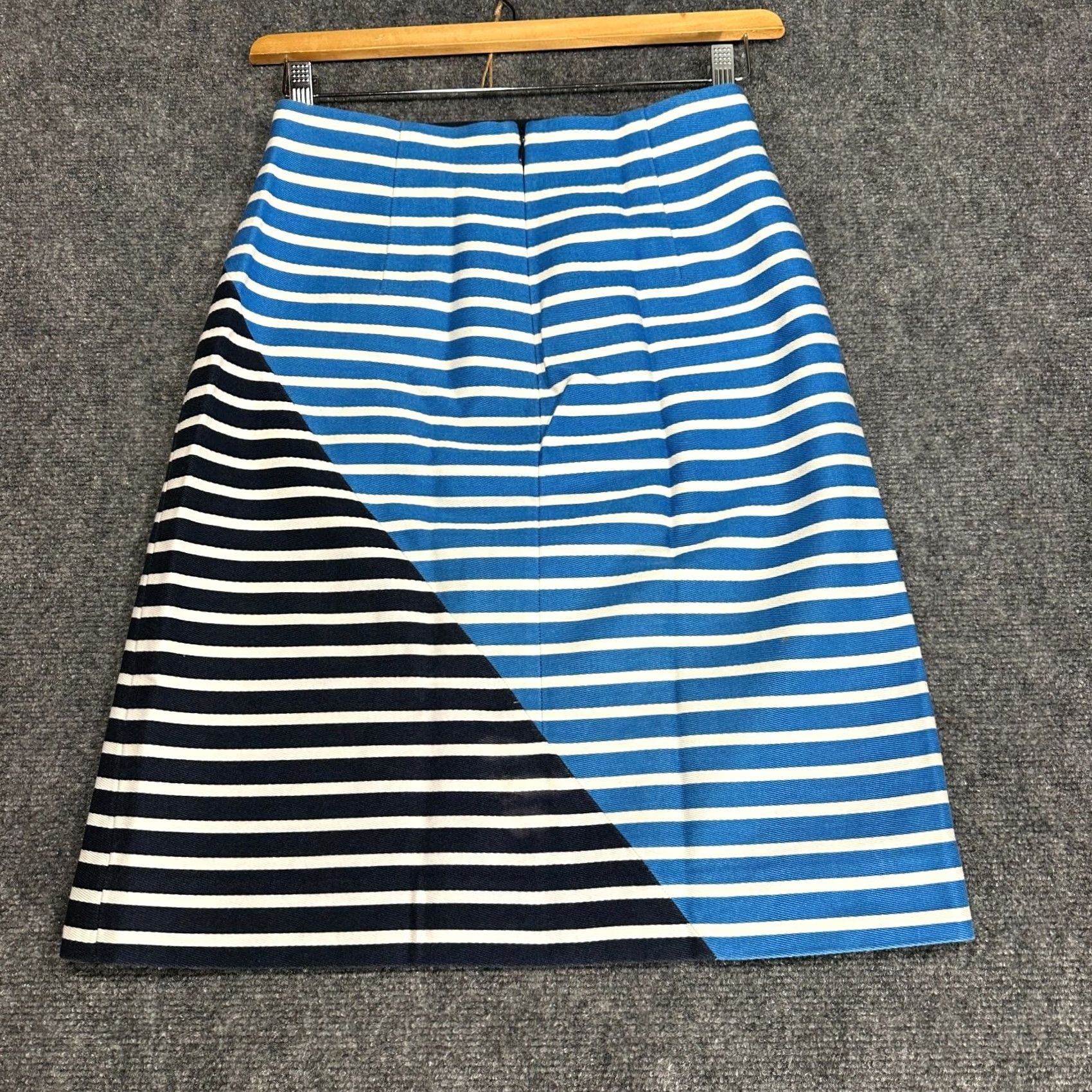 J.Crew J.CREW Skirt Womens 2 Colorblock Striped Pencil Blue White Cotton Lined Back Zip Midi Skirt Womens XS-Plus? Size 26" / US 2 / IT 38 - 5 Thumbnail