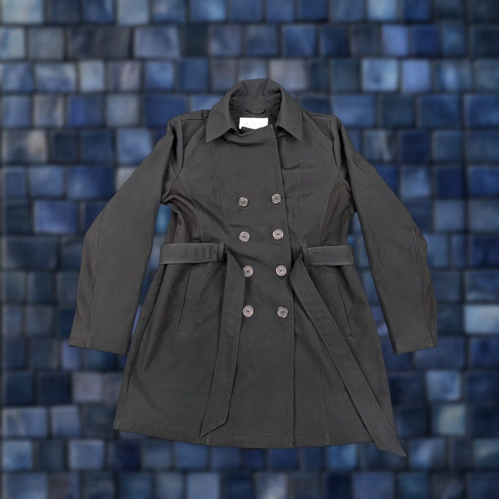 Liz Claiborne Liz Claiborne Coat Womens Medium Black Belted Trench Double Breasted Mid Length Size M / US 6-8 / IT 42-44 - 1 Thumbnail