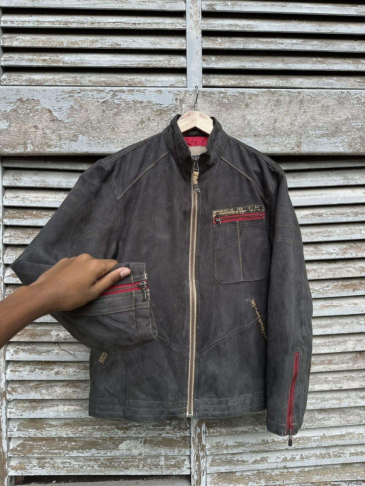 Vintage 👹Vintage Coming Man Grey Suede Detroit Style Jacket Size US L / EU 52-54 / 3 - 8 Thumbnail