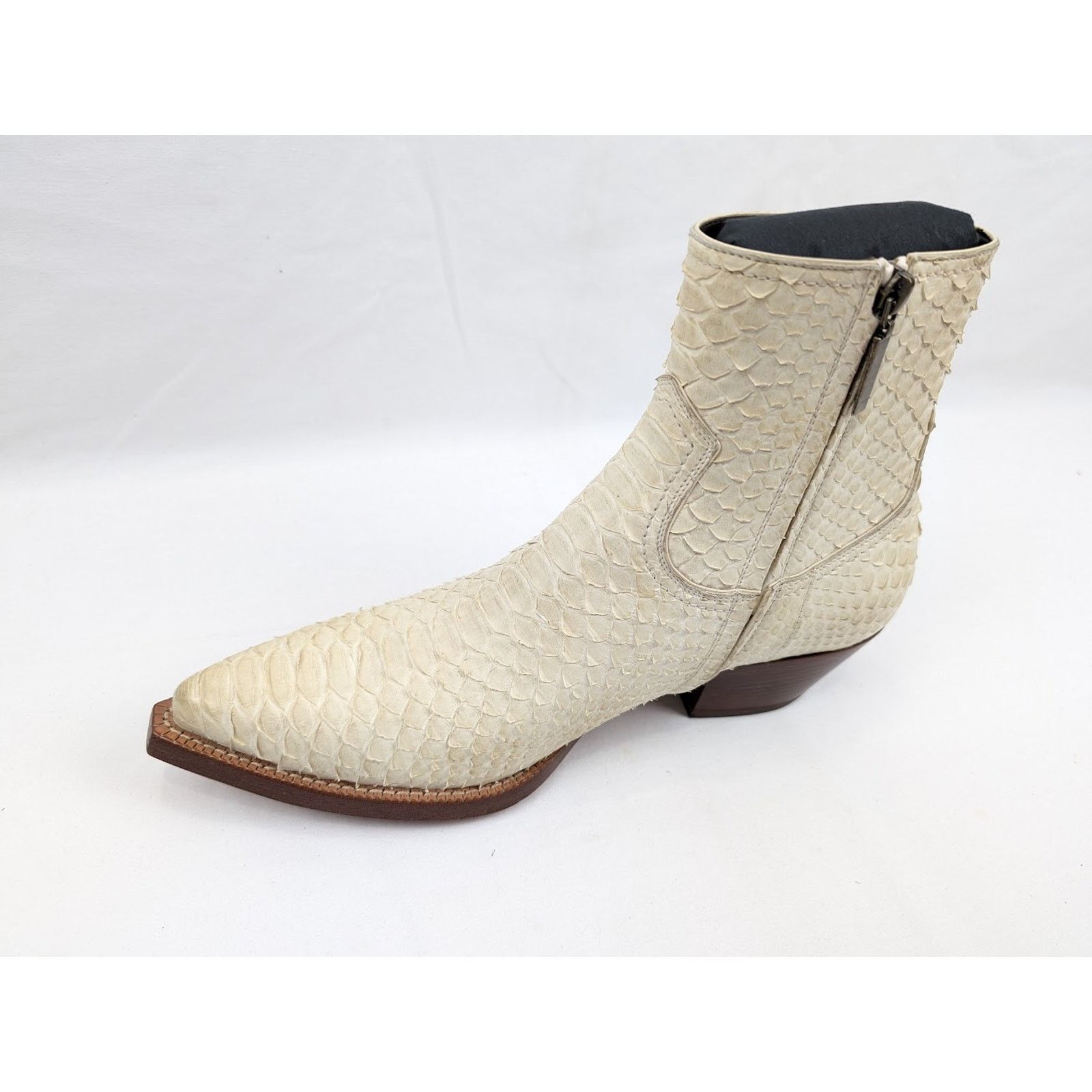 Saint Laurent Paris o1rshd1 Lukas 40 Zip Boots in Cream Size US 7 / EU 40 - 8 Thumbnail