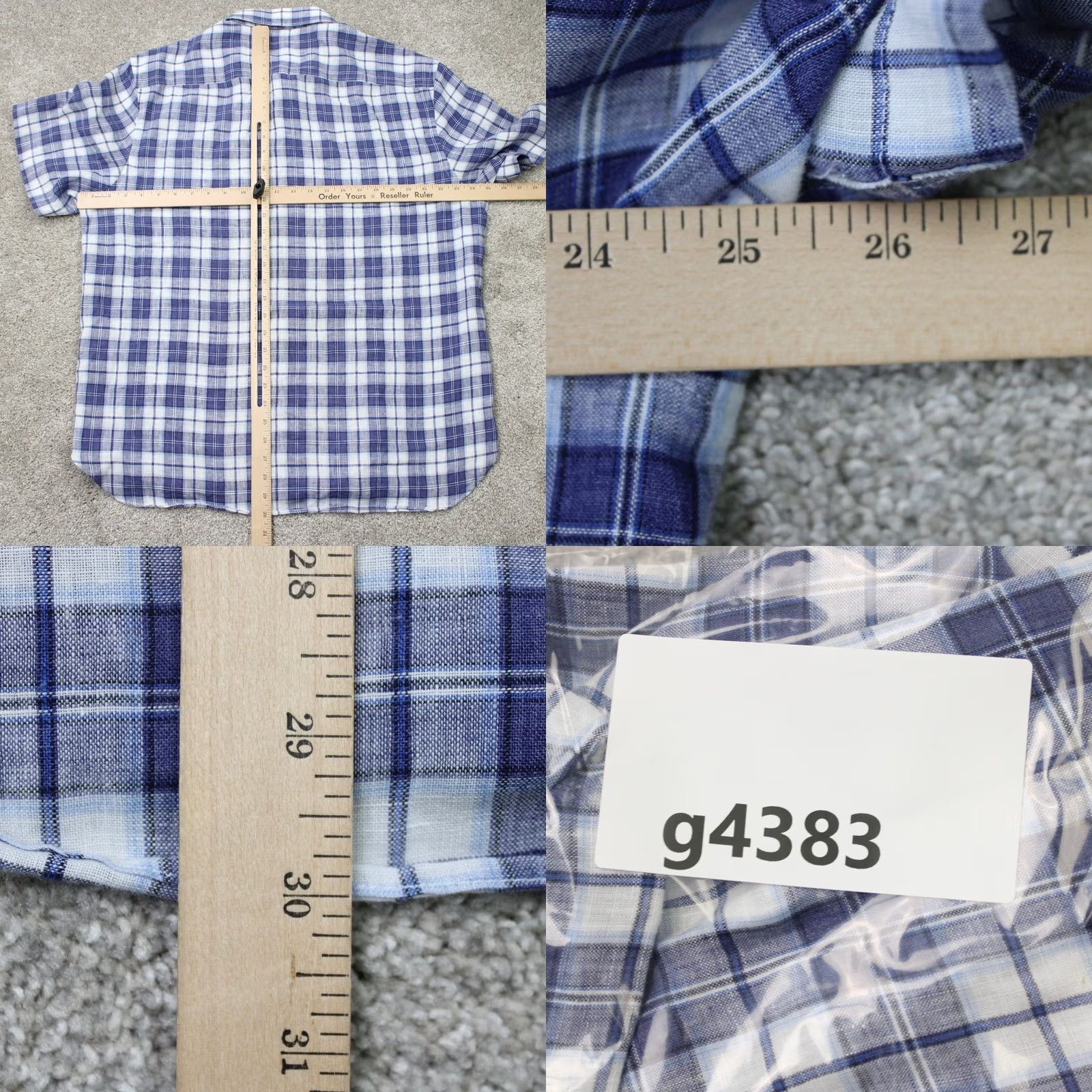 Joseph Abboud Joseph Abboud Shirt Mens XL Blue/White Plaid Linen Poly Blend Short Sleeve Size US XL / EU 56 / 4 - 8 Thumbnail