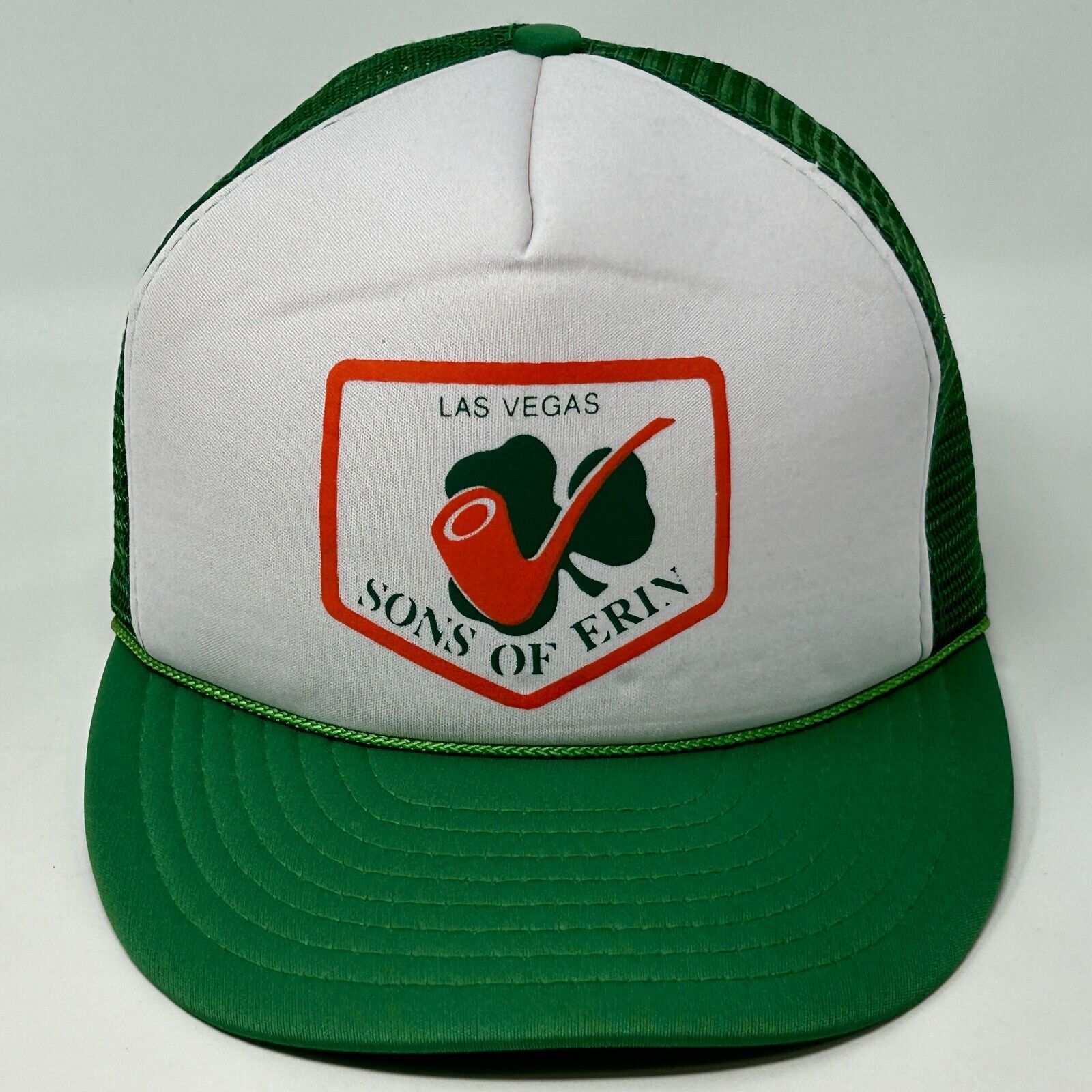 Vintage Vintage 90s Sons of Erin Las Vegas Trucker Hat Cap Green Size ONE SIZE - 1 Thumbnail