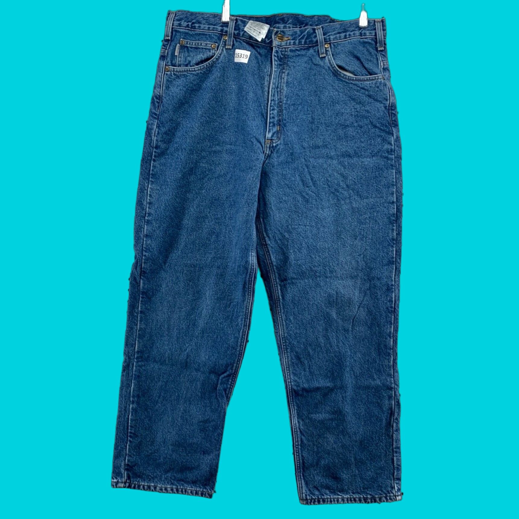 Carhartt VINTAGE Carhartt Jeans Relaxed Fit Straight Leg Flannel Lined Blue 38x39 Mens Size US 38 / EU 54 - 1 Thumbnail