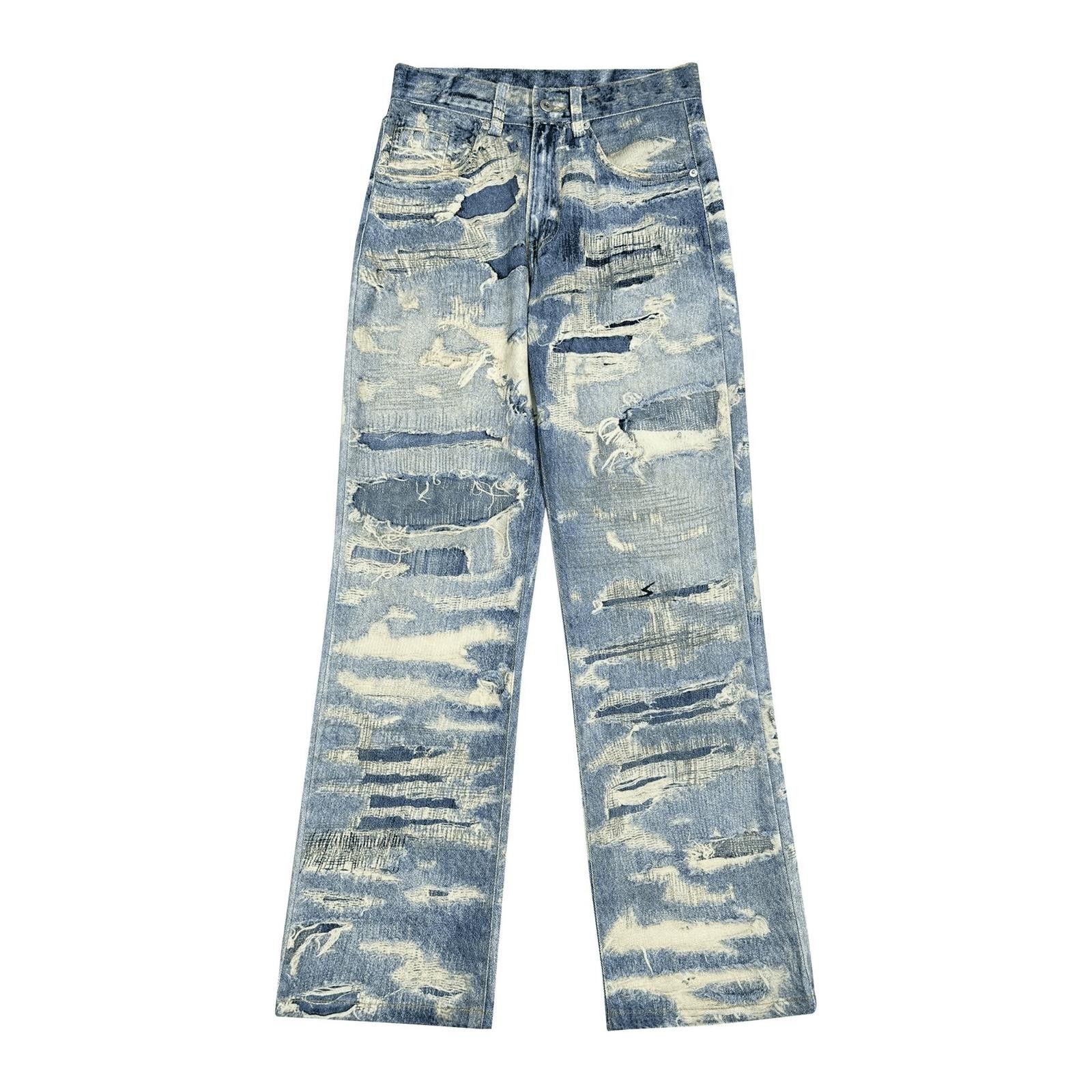 Other Distressed Wide Leg Jeans - Torn & Shredded Denim Size US 30 / EU 46 - 4 Thumbnail
