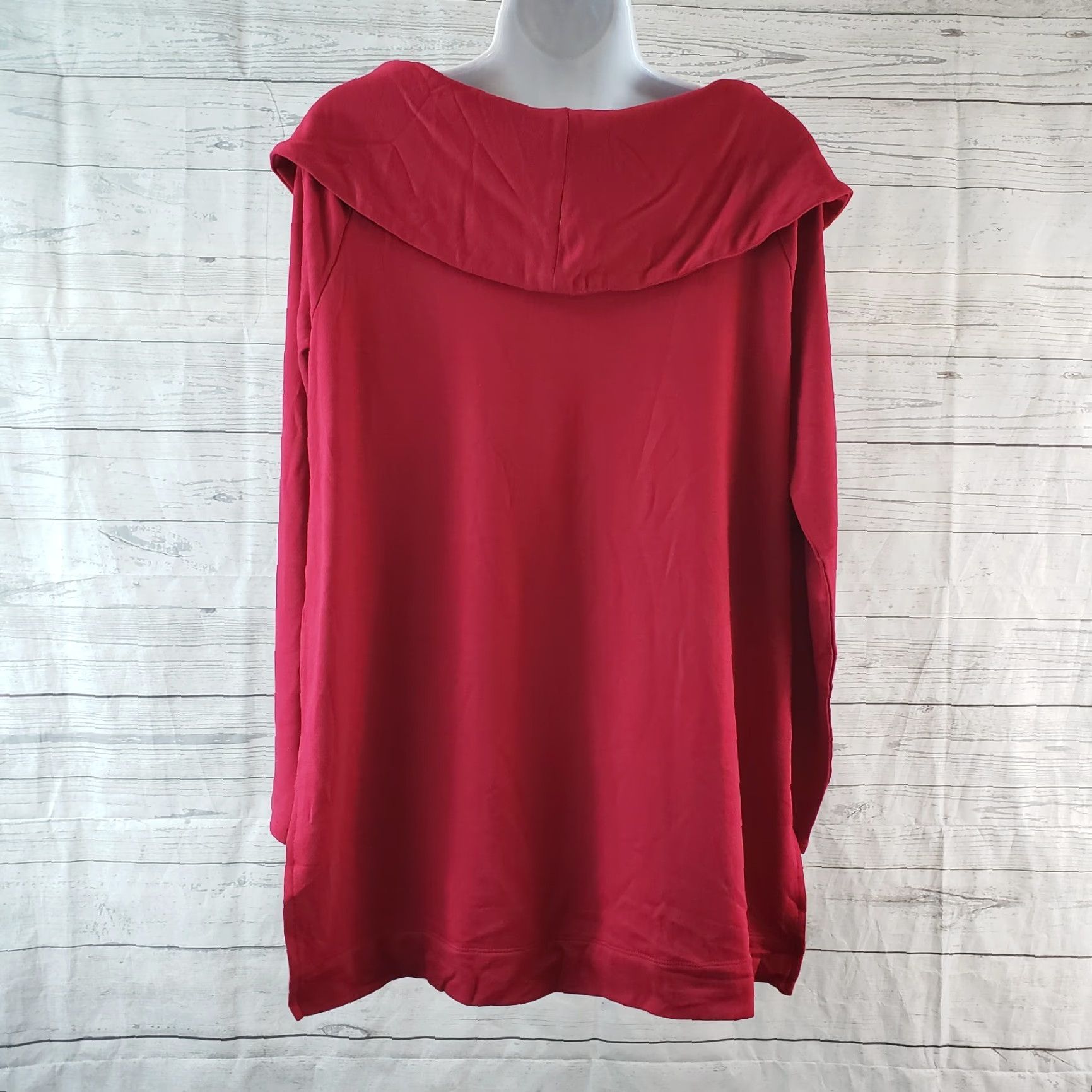 Vintage Chico's Zenergy Womens Blouse Shirt Long Sleeve Red Medium Draped Collar Rayon Blend Size M / US 6-8 / IT 42-44 - 4 Thumbnail