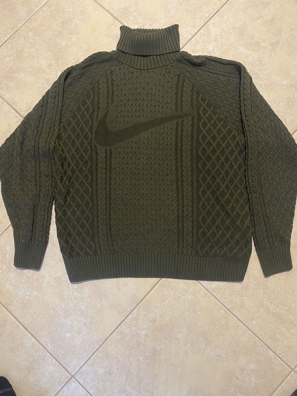 Nike Cable Knit Turtleneck Sweater Cargo Khaki FB7770-325