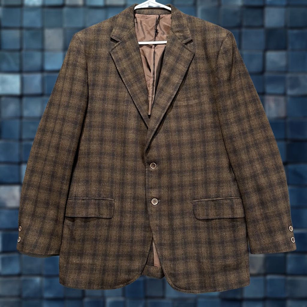 Vintage Towncraft Sport Coat Mens 44R Brown Plaid Wool Blazer Jacket Size 44R - 1 Thumbnail