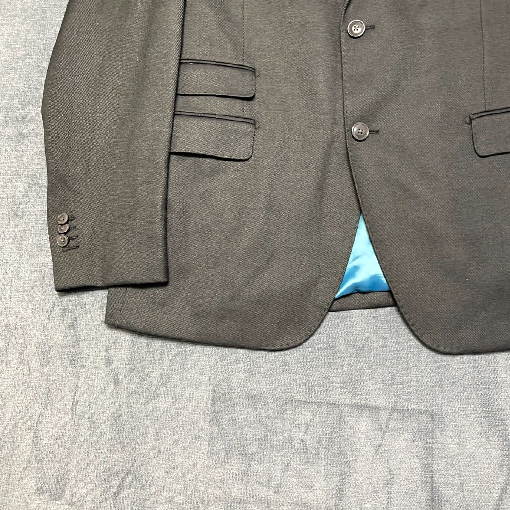 Vintage Luciano Natazzi Blazer Jacket Mens 44R Black Lined Single Breasted Modern Fit Blazer Jacket Mens 44 Black Modern Fit Size 44R - 3 Thumbnail