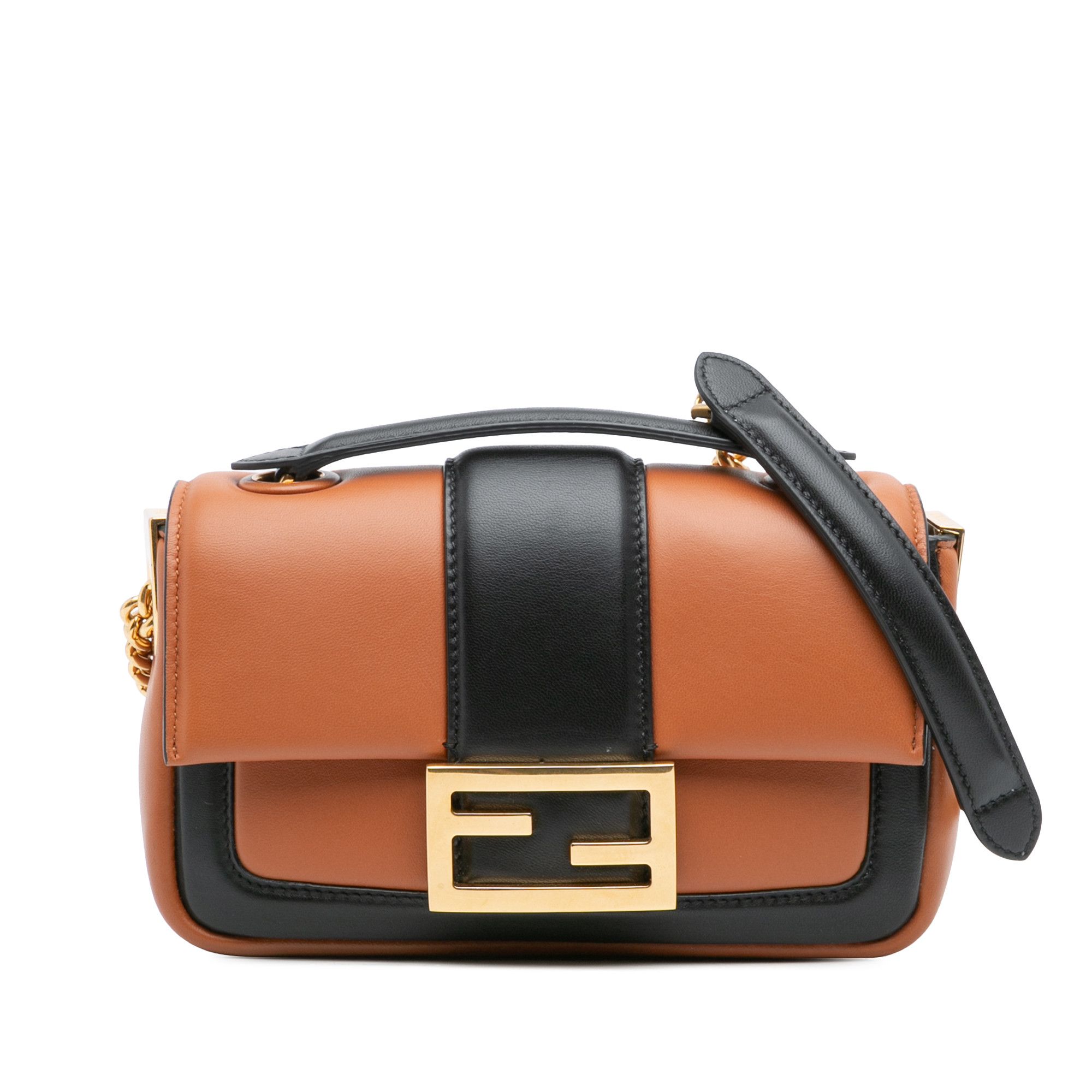 Fendi Fendi Mini Bicolor Nappa Apolo Chain Baguette Shoulder Bag Size ONE SIZE - 1 Thumbnail