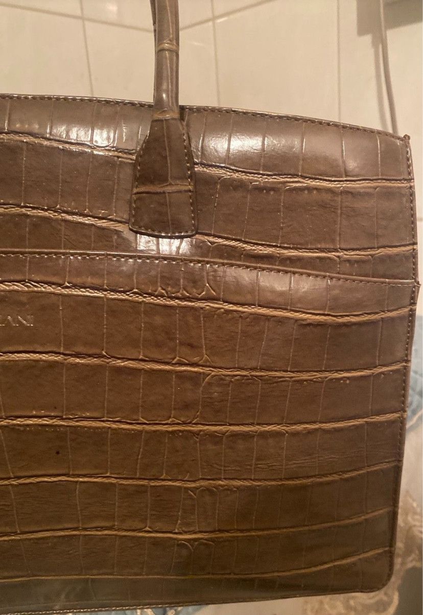 Other Vintage CHEVANI Genuine Leather Tote Bag Brown Croc-Embossed Size ONE SIZE - 2 Thumbnail