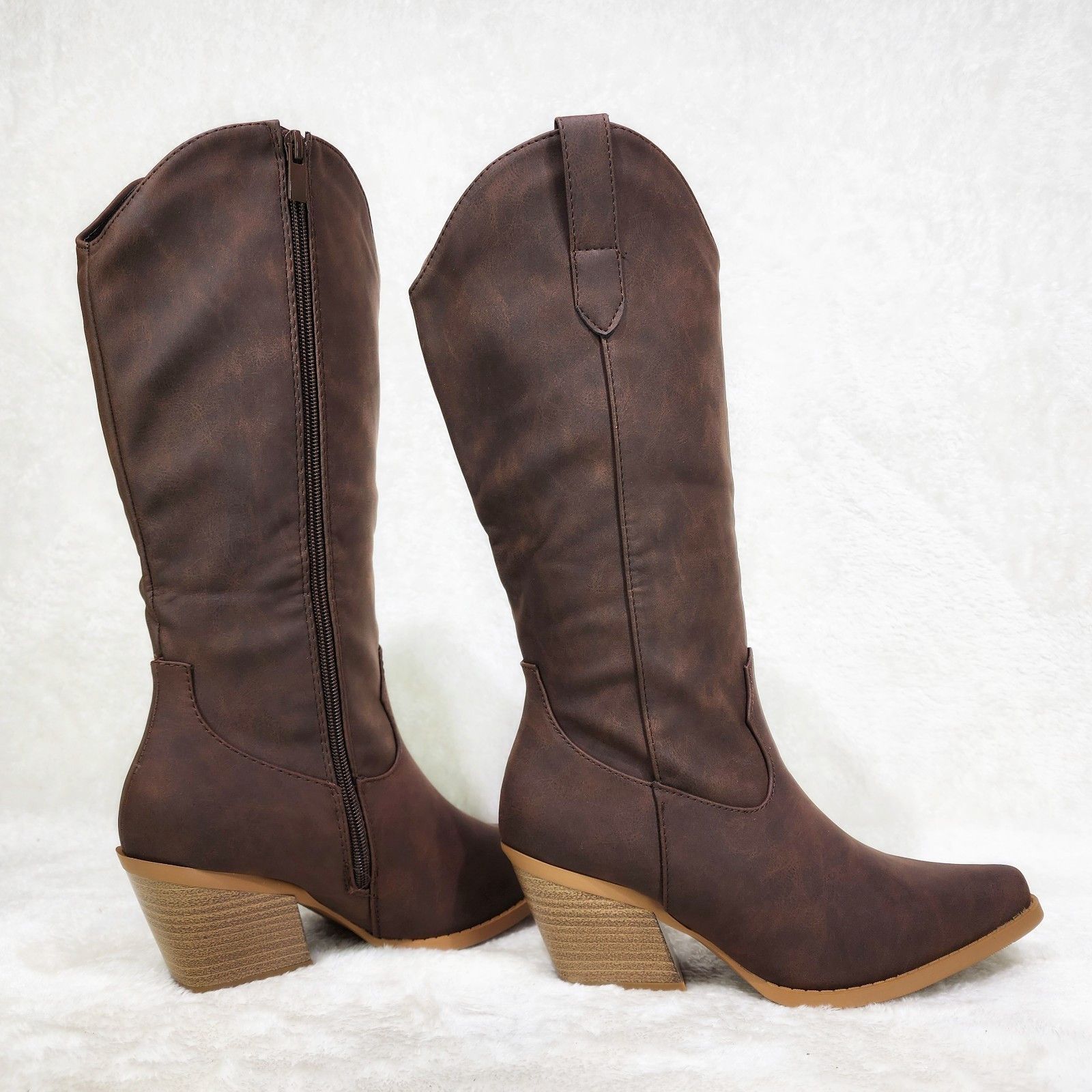 Other Dark Brown Faux Nubuck Country Western Cowgirl Knee Boots Size US 9 / IT 39 - 5 Thumbnail