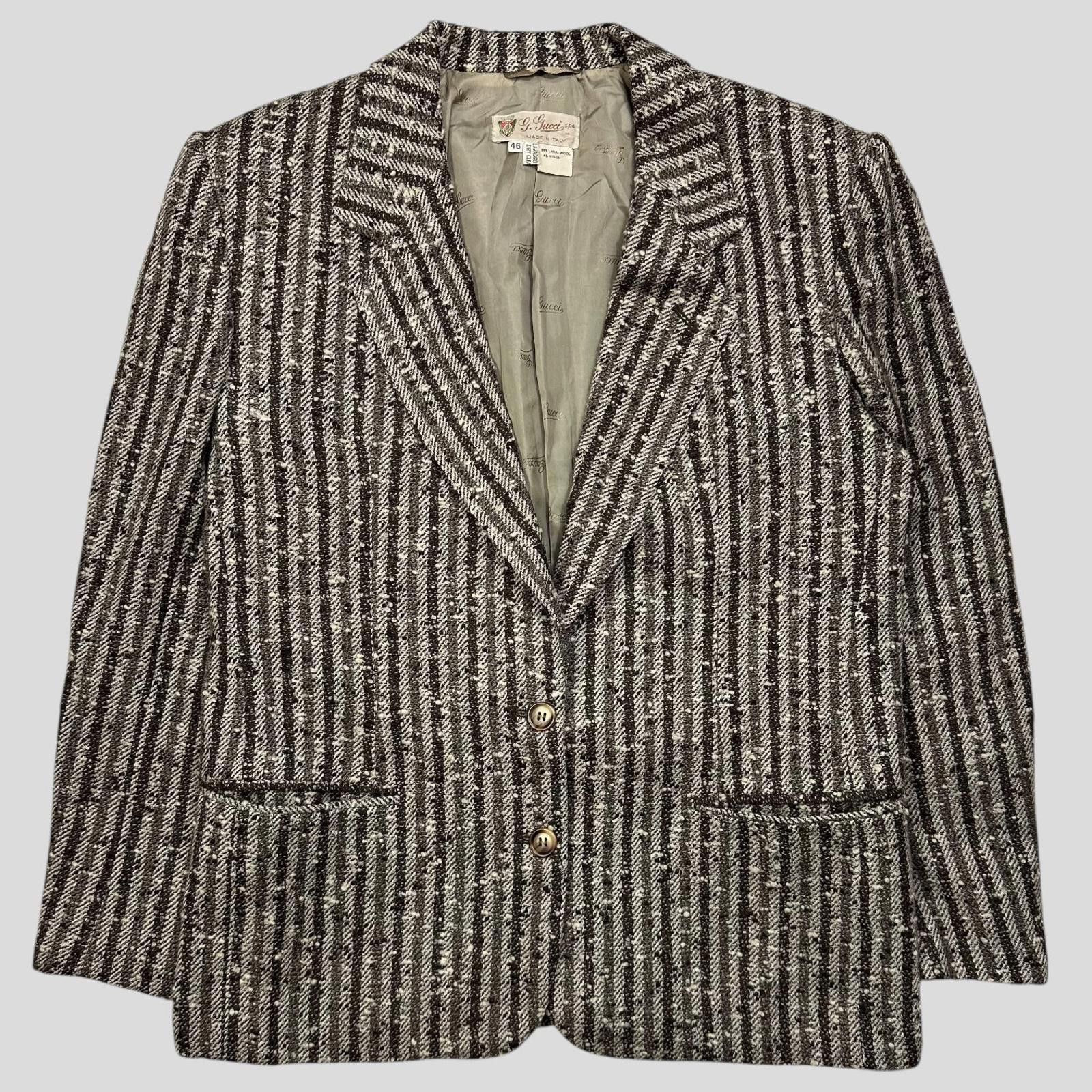 Gucci Gucci 1970’s Tweed Striped Wool Blazer Jacket - IT46 (S/M) Size US M / EU 48-50 / 2 - 1 Thumbnail