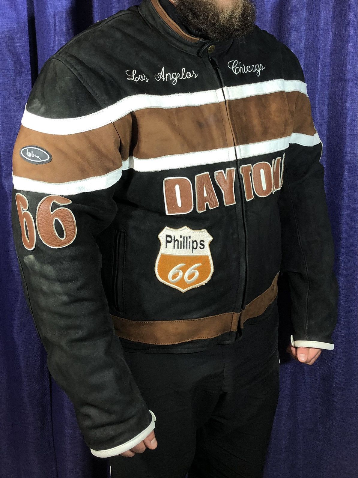 Ferrari × Harley Davidson × Honda Route 66 Daytona Leather Moto Motorcycle Racing Jacket Size US XL / EU 56 / 4 - 2 Thumbnail