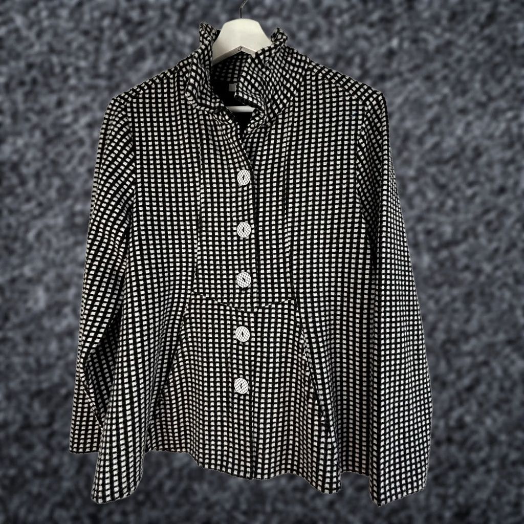 Habitat Habitat Womens Black & White Checkered Textured Button-Up Swing Jacket Small Size S / US 4 / IT 40 - 1 Thumbnail