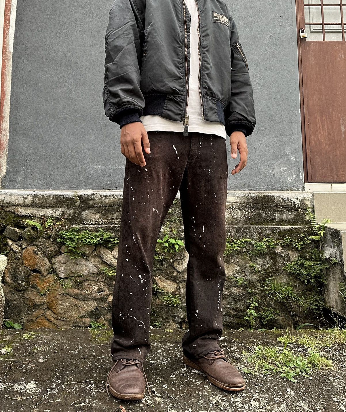 Edwin 👹Vintage Faded Lee Straight Cut Paint Splatter Pants Size US 32 / EU 48 - 1 Thumbnail