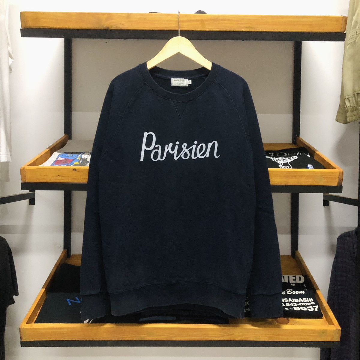 Maison Kitsune Maison Kitsune Parisien Logo Sweatshirt Navy Blue Size US XL / EU 56 / 4 - 1 Thumbnail