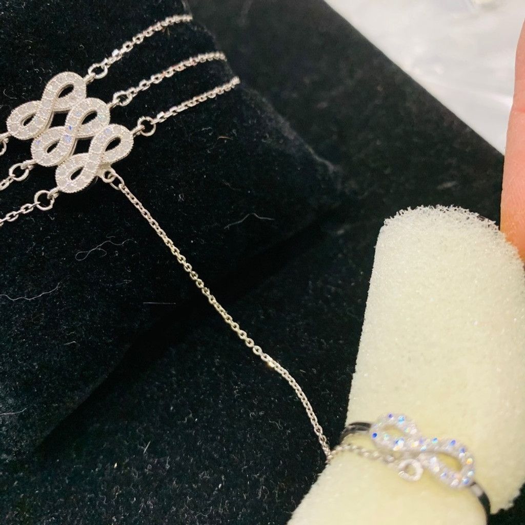 Other Sterling Silver 3 infinity bracelet with ring Size ONE SIZE - 4 Thumbnail