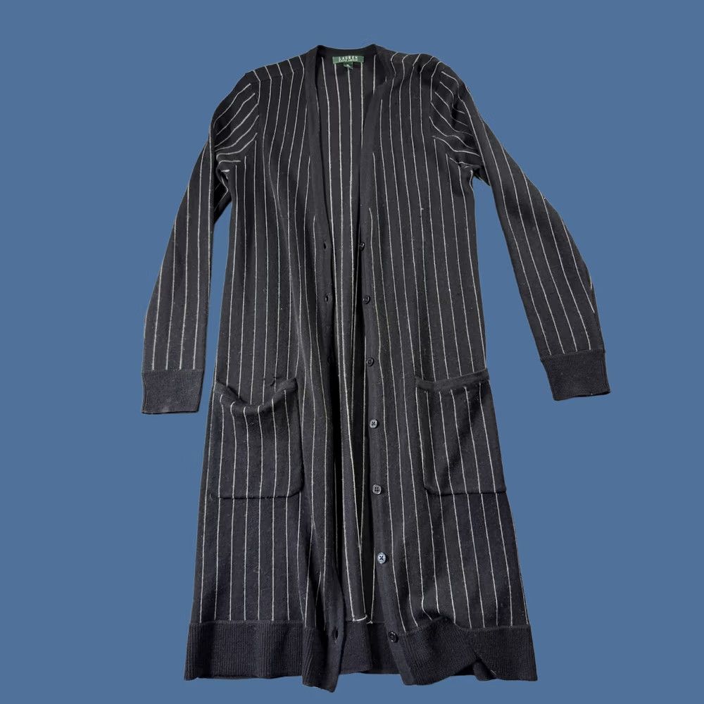 Ralph Lauren Lauren Ralph Lauren Striped Cardigan Womens M Oversized Lagenlook Preppy Black Size M / US 6-8 / IT 42-44 - 1 Thumbnail