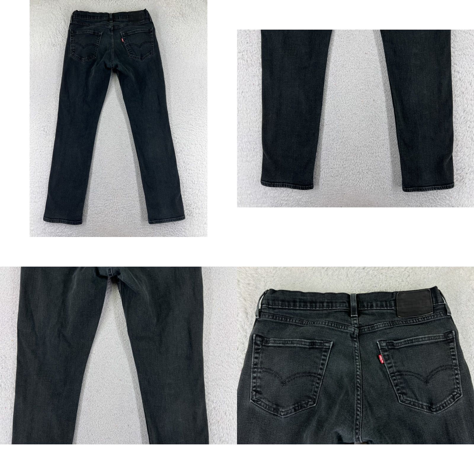Levi's VINTAGE Levis Jeans 511 Men 30x29 Black Denim Slim Straight 5-Pocket Cotton Blend 30 Side Zip Leather Button Game Size US 33 - 9 Thumbnail