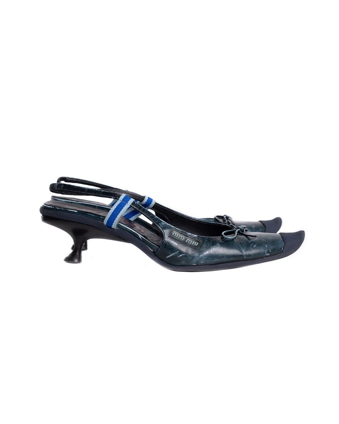 Miu Miu Miu Miu S/S2000 Leather Mules in Blue Size US 7 / IT 37 - 4 Thumbnail