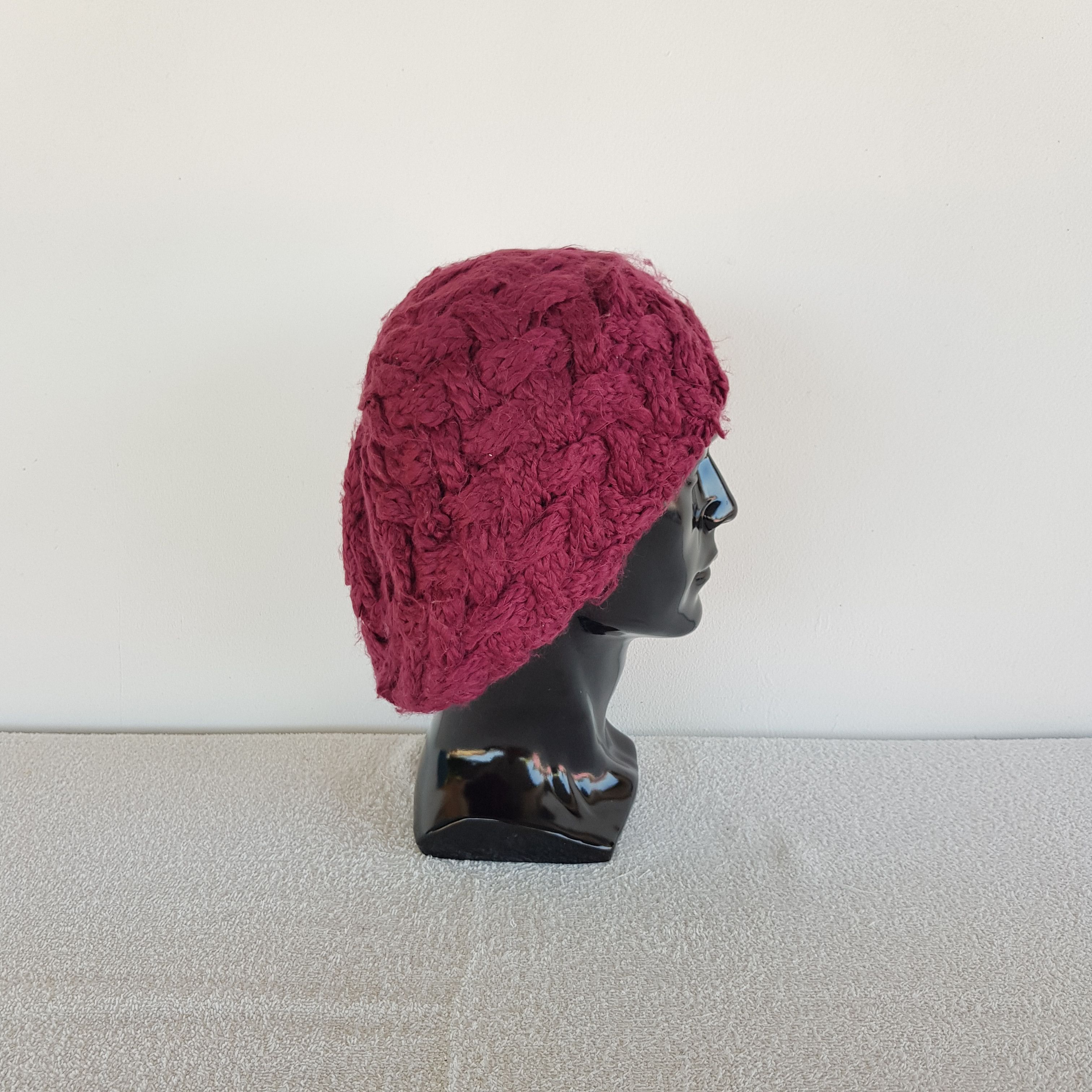 Japanese Brand Vintage Crochet Slouchy Beanie Y2K Cable Knit Snow Caps Hats Size ONE SIZE - 3 Thumbnail