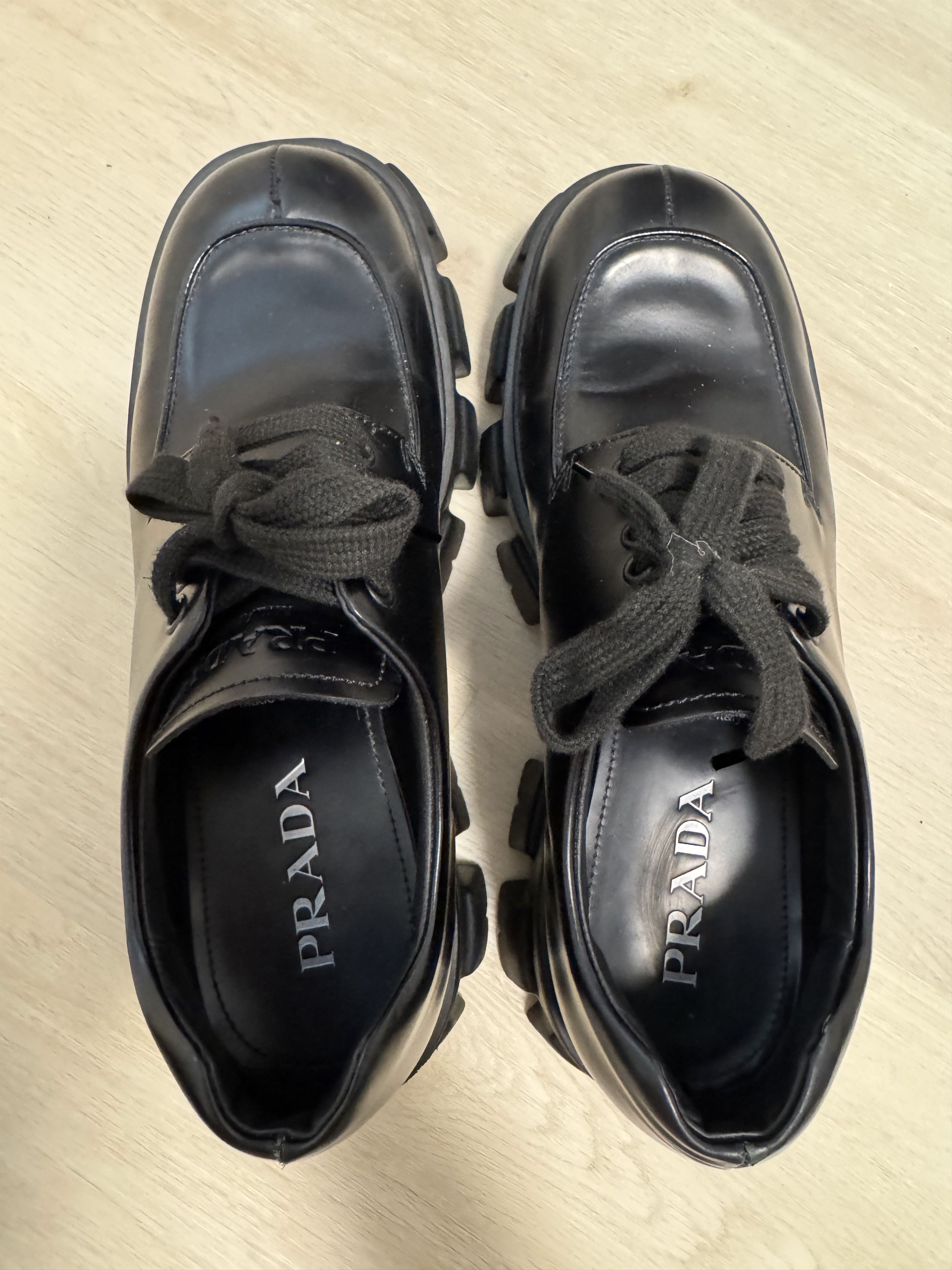 Prada Prada Black Monolith Lace Up Loafers (Fits US 10) Size US 10 / EU 43 - 4 Thumbnail