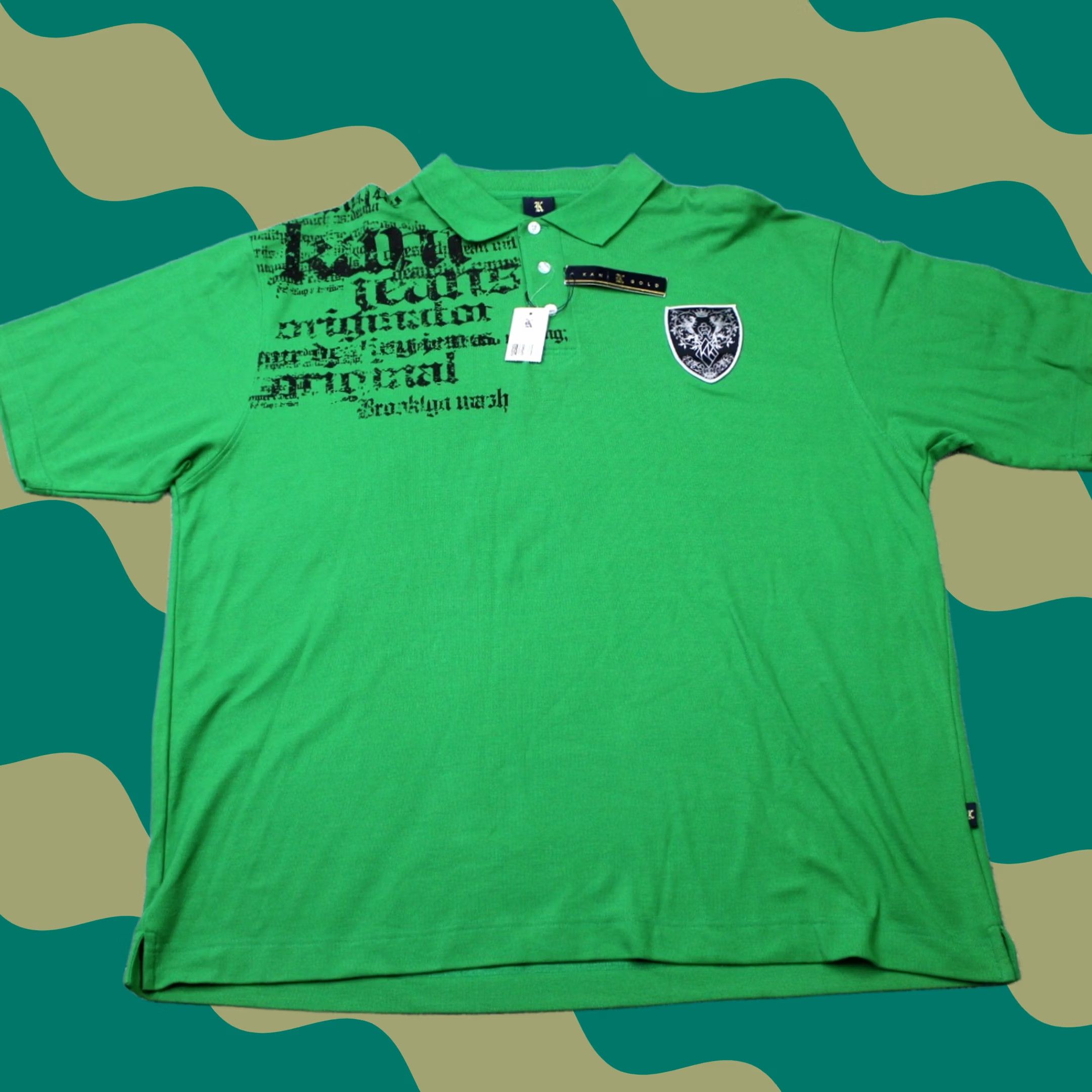 Vintage Kani Gold Polo Shirt Mens 3XL Green Graphic Pique Cotton/Poly Short Sleeve Shirt Polo Size US XXL / EU 58 / 5 - 1 Thumbnail