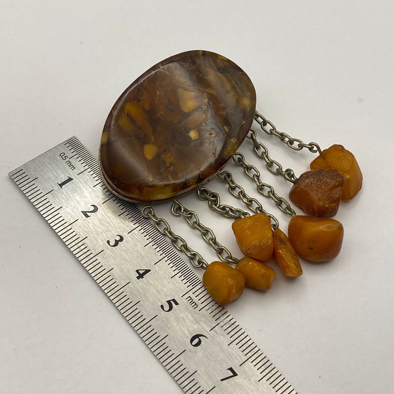 Vintage Vintage Soviet Baltic Amber Dangle Brooch USSR 21.8g Size ONE SIZE - 10 Thumbnail