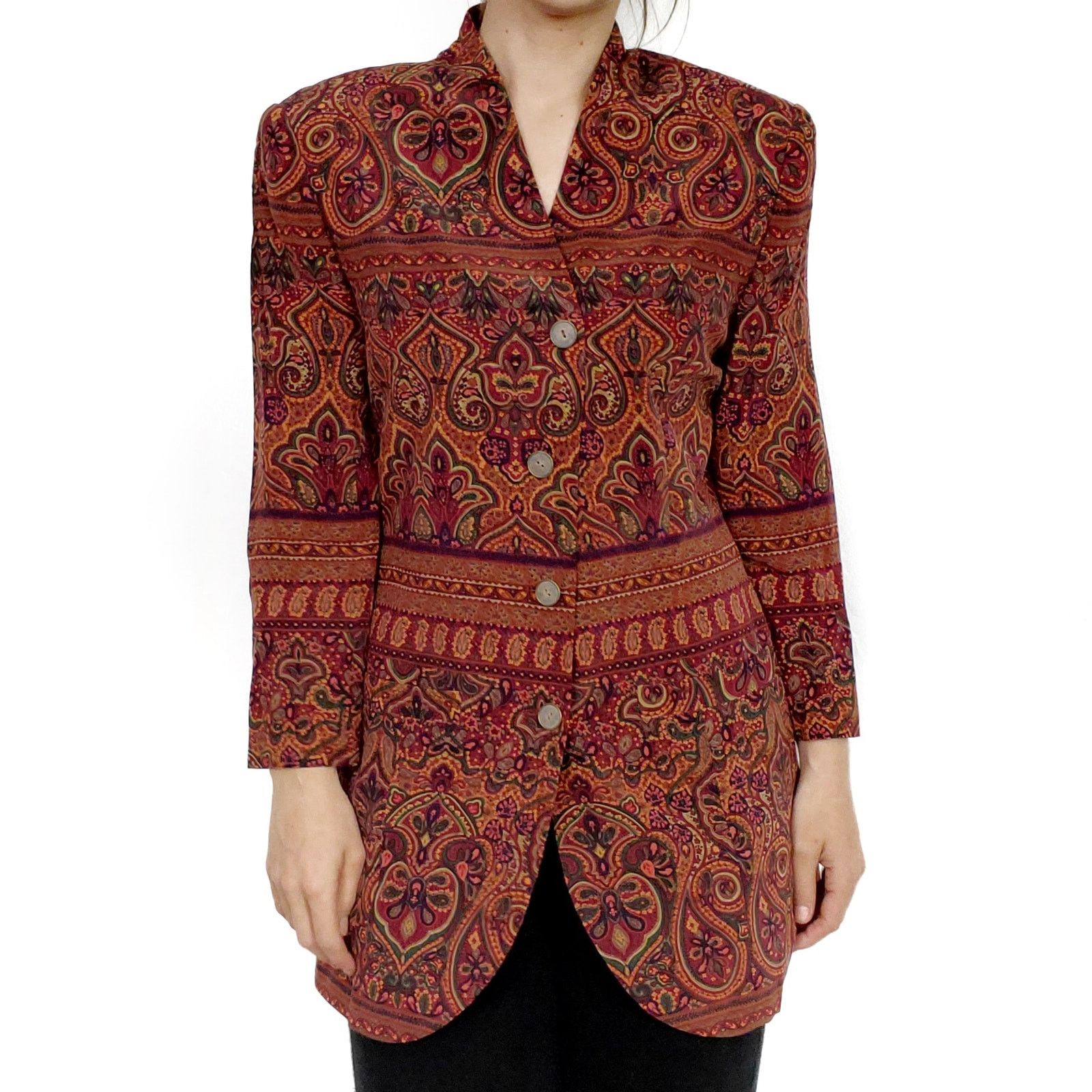 Other August Silk Paisley Boho Blazer Jacket 8 / 38 Size M / US 6-8 / IT 42-44 - 1 Thumbnail
