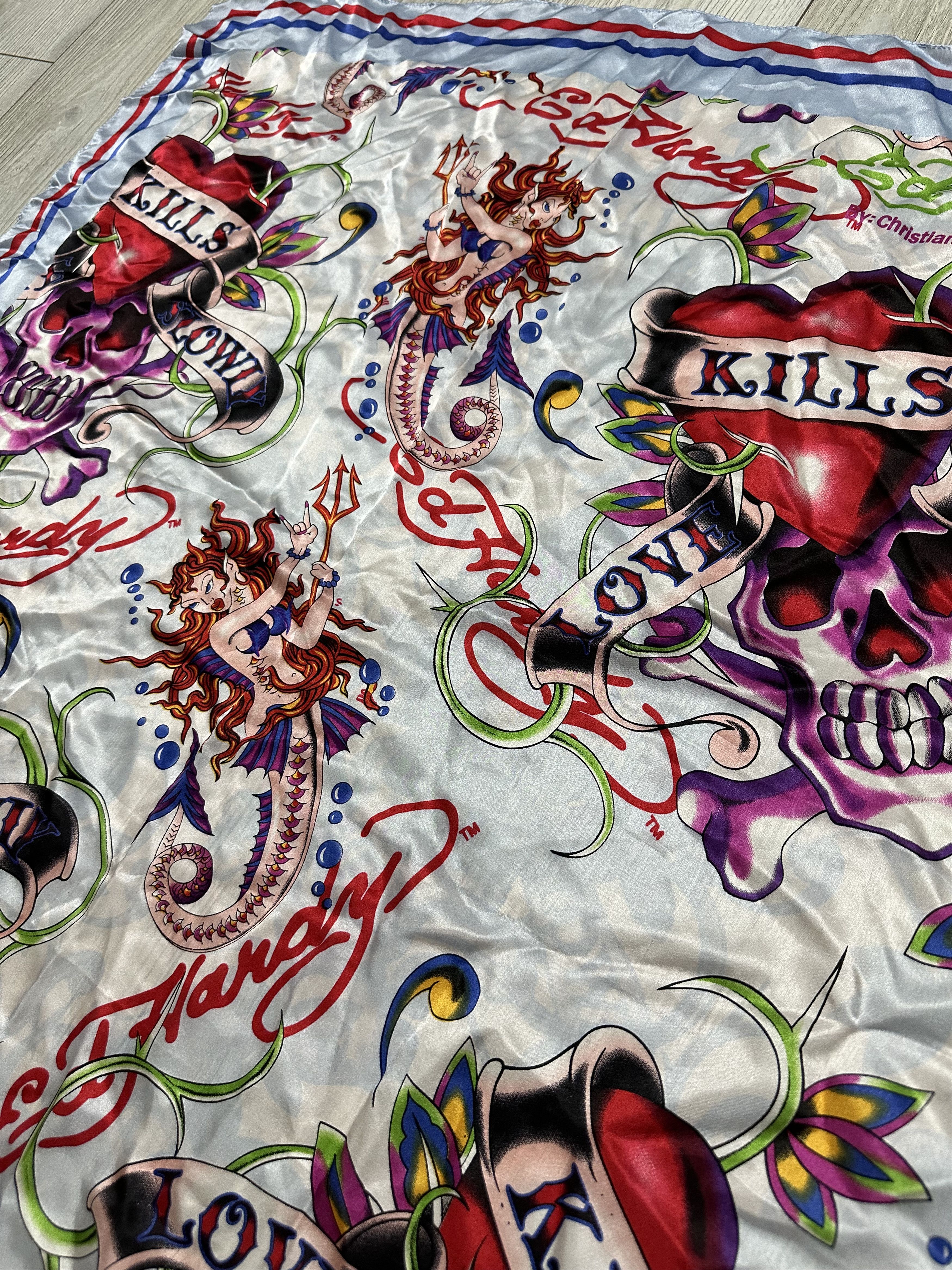 Ed Hardy Ed Hardy Christian Audigier Square Scarf Skull Tattoo 84 cm Size ONE SIZE - 2 Thumbnail