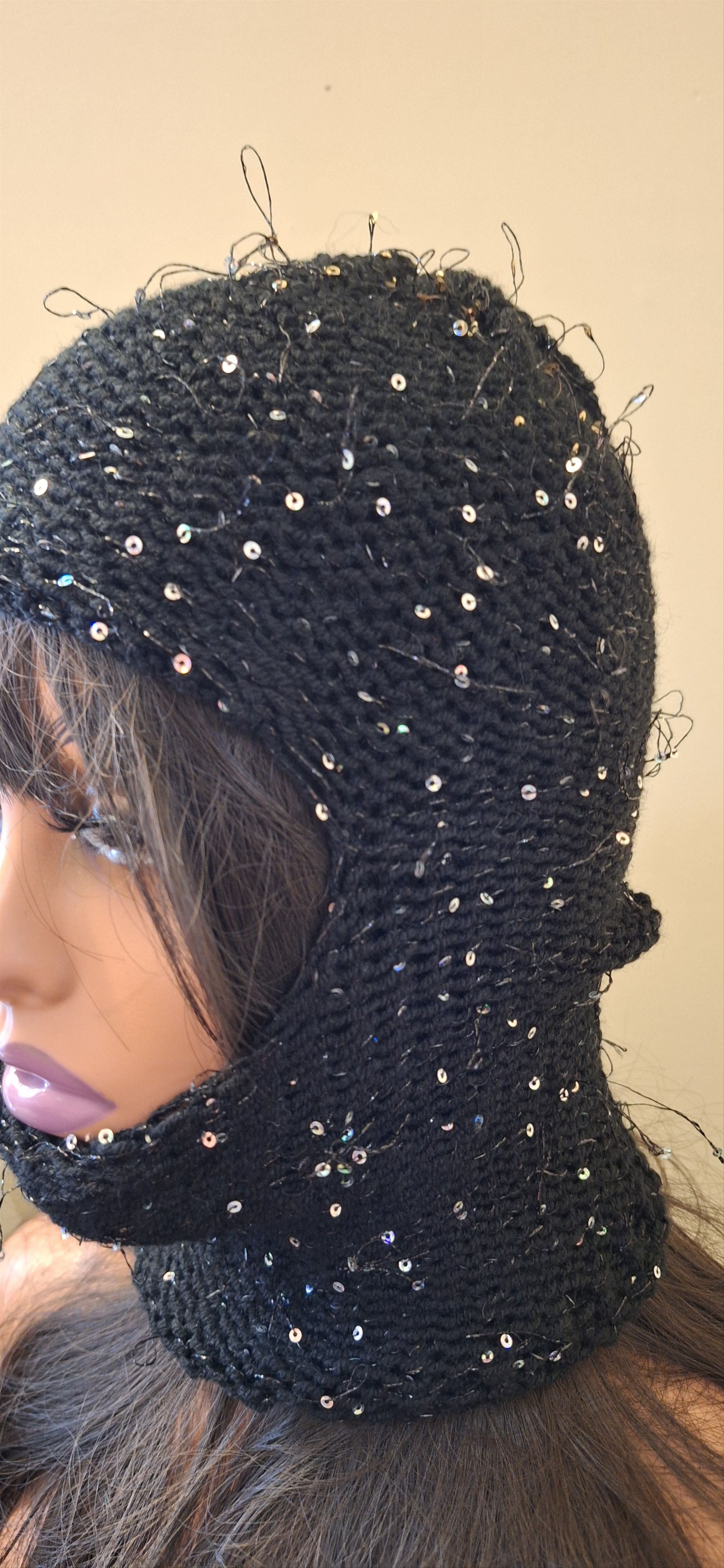 Other Silent Riot Balaclava – Black Knit Sequin Mask Size ONE SIZE - 4 Thumbnail