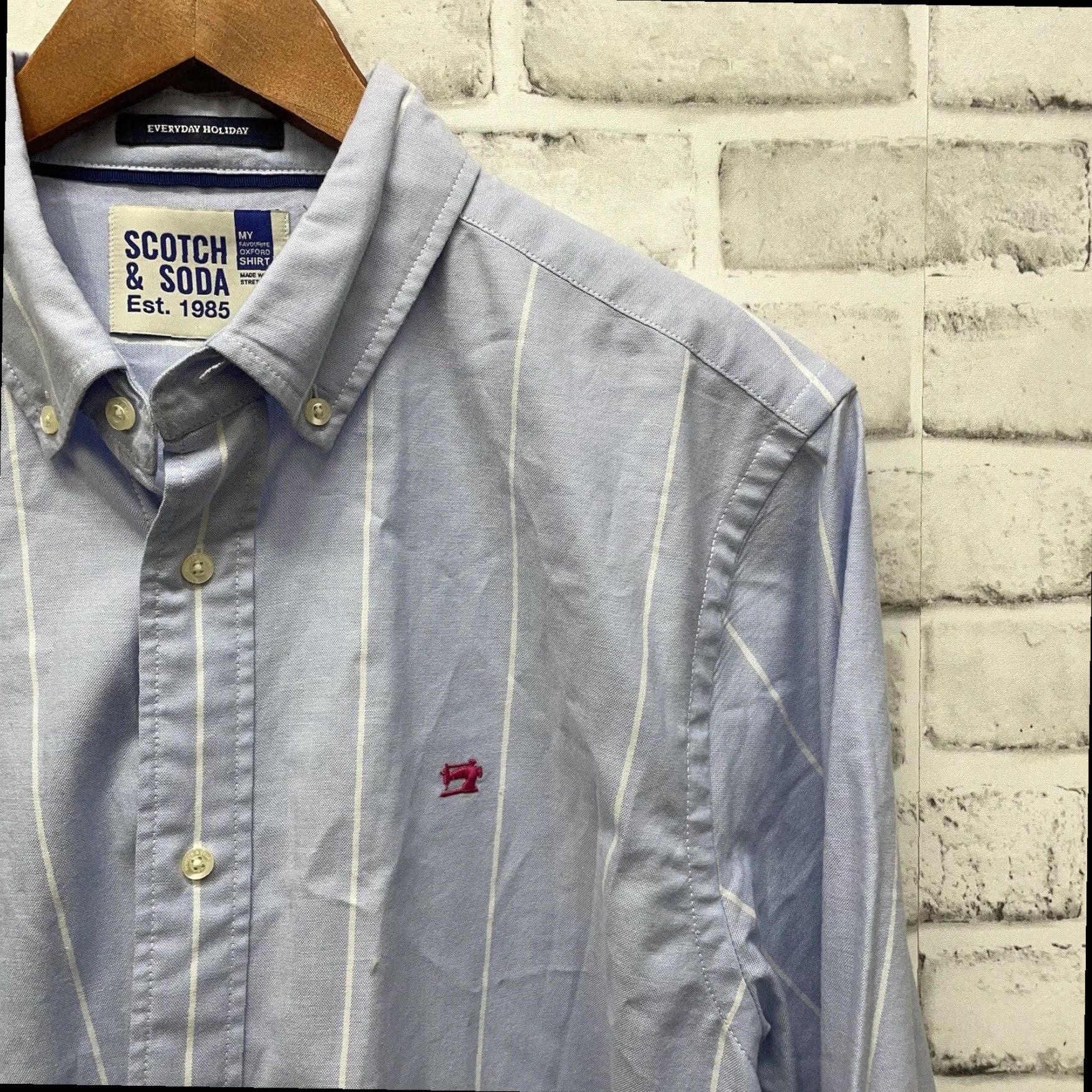Scotch & Soda Scotch & Soda Blue Long Sleeve Button Down Oxford Shirt Mens L Size US L / EU 52-54 / 3 - 2 Thumbnail