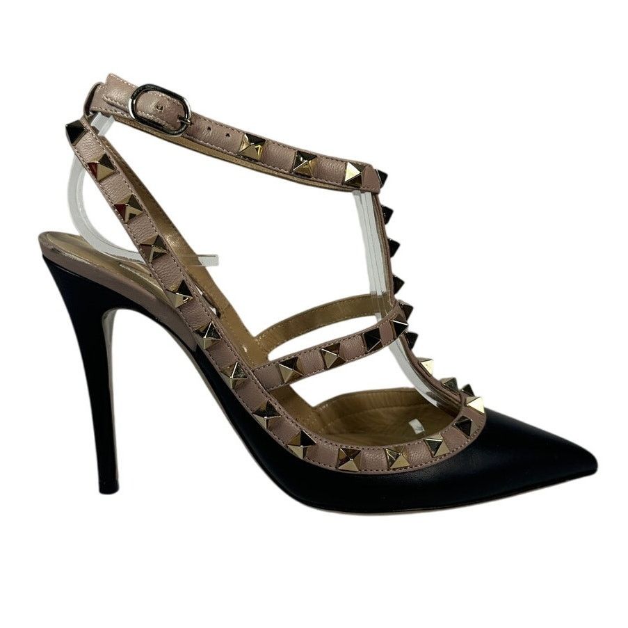 Valentino VALENTINO GARAVANI Rockstud Ankle Strap Pumps Black 36.5 6.5 Size US 6.5 / IT 36.5 - 1 Thumbnail