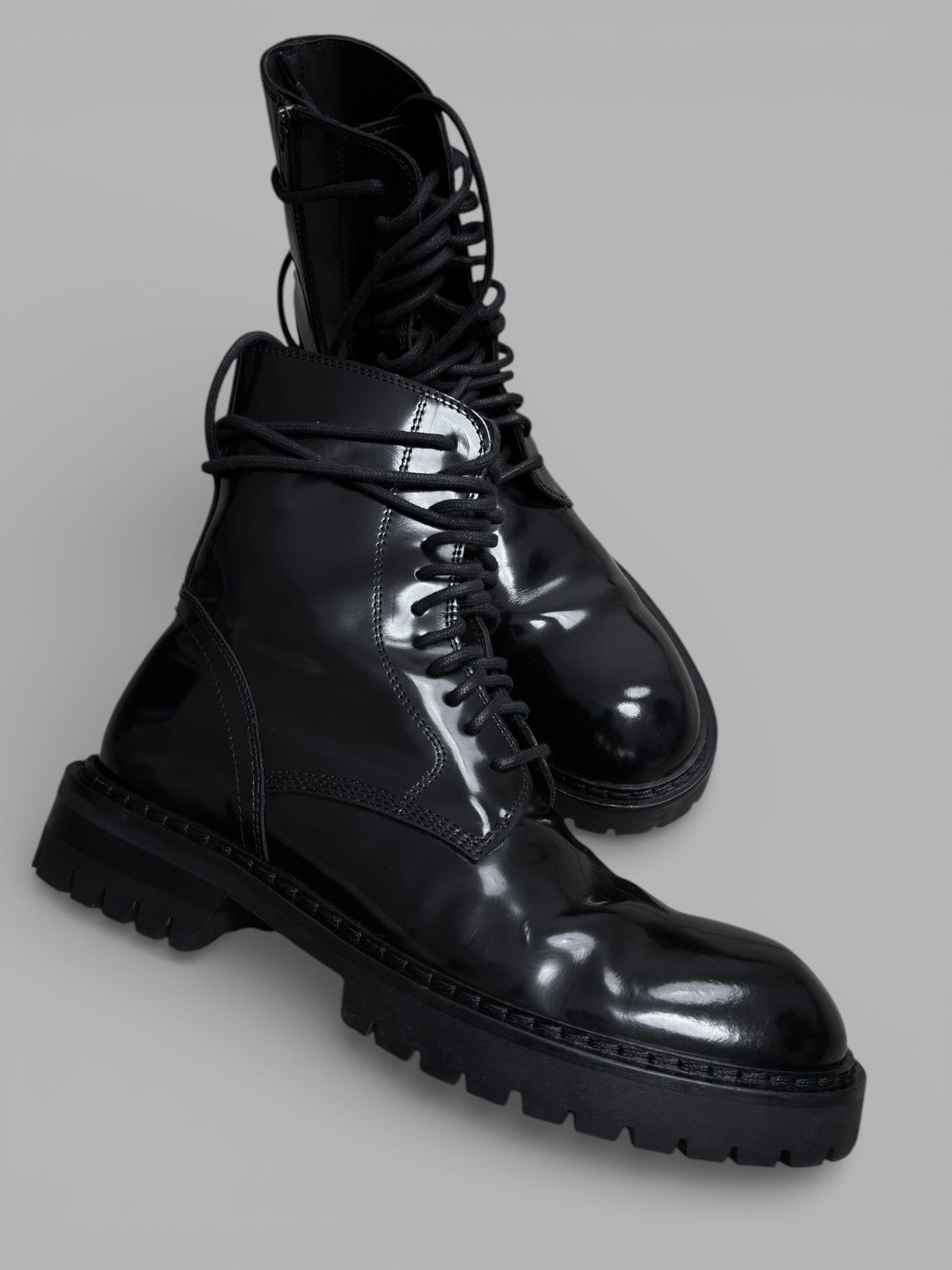 Ann Demeulemeester FW2014 Ann Demeulemeester Patent Leather Combat Biker Boots Size US 9 / EU 42 - 6 Thumbnail
