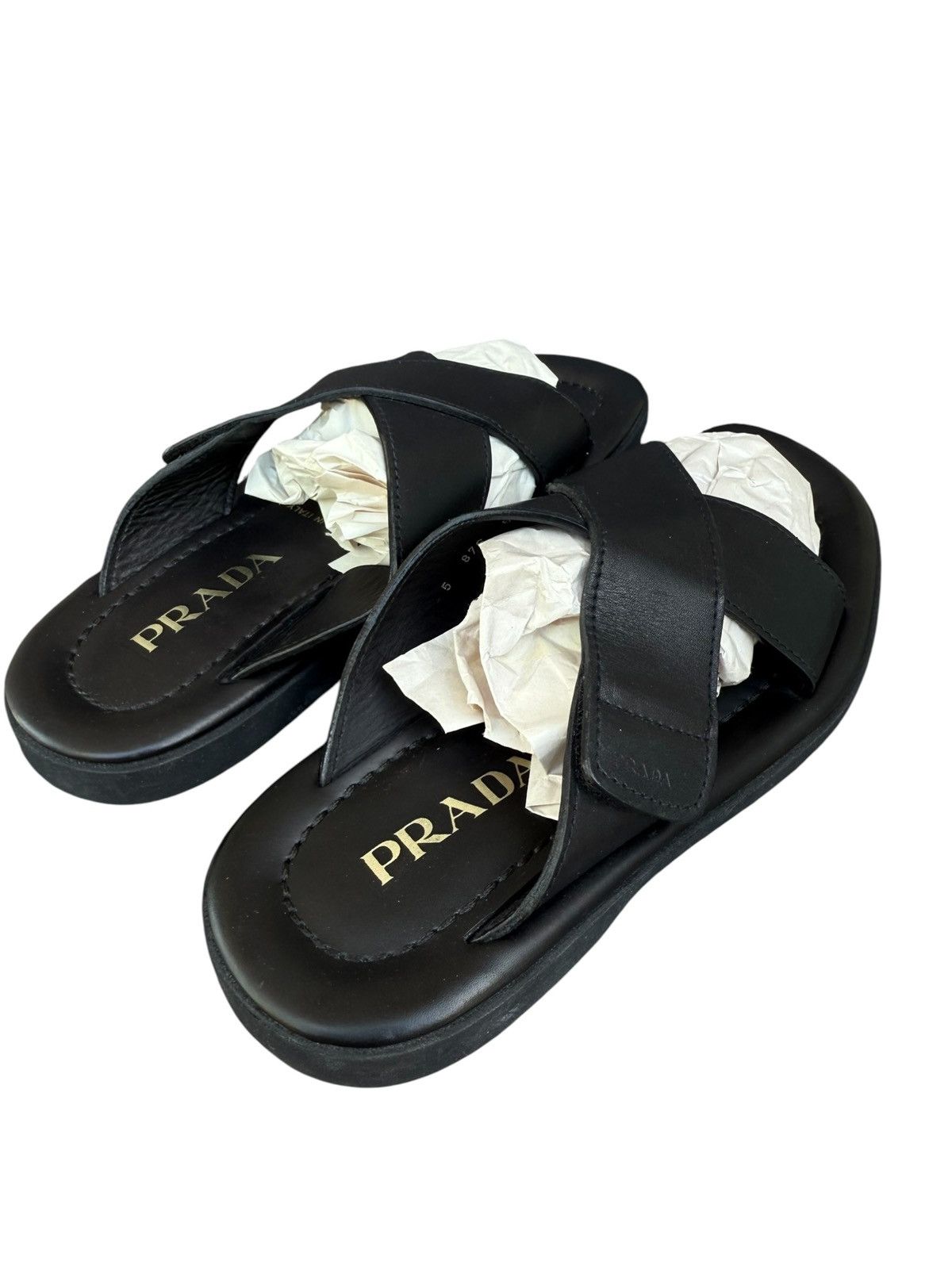 Prada Prada black leather sandals Size US 7 / EU 40 - 3 Thumbnail