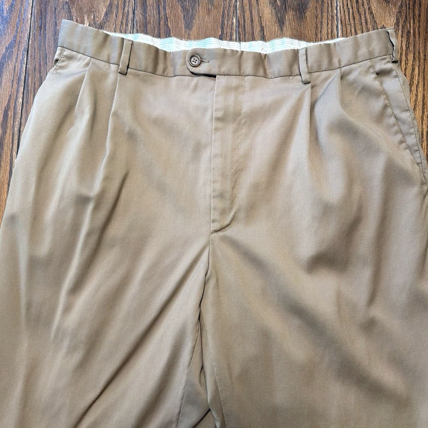 Zanella Zanella 36x32 Brown 100% Wool Bennett Pleated Italy Mens Pants Cuffed Dress Pants Regular Inseam 32" Vintage No Size US 38 / EU 54 - 3 Thumbnail