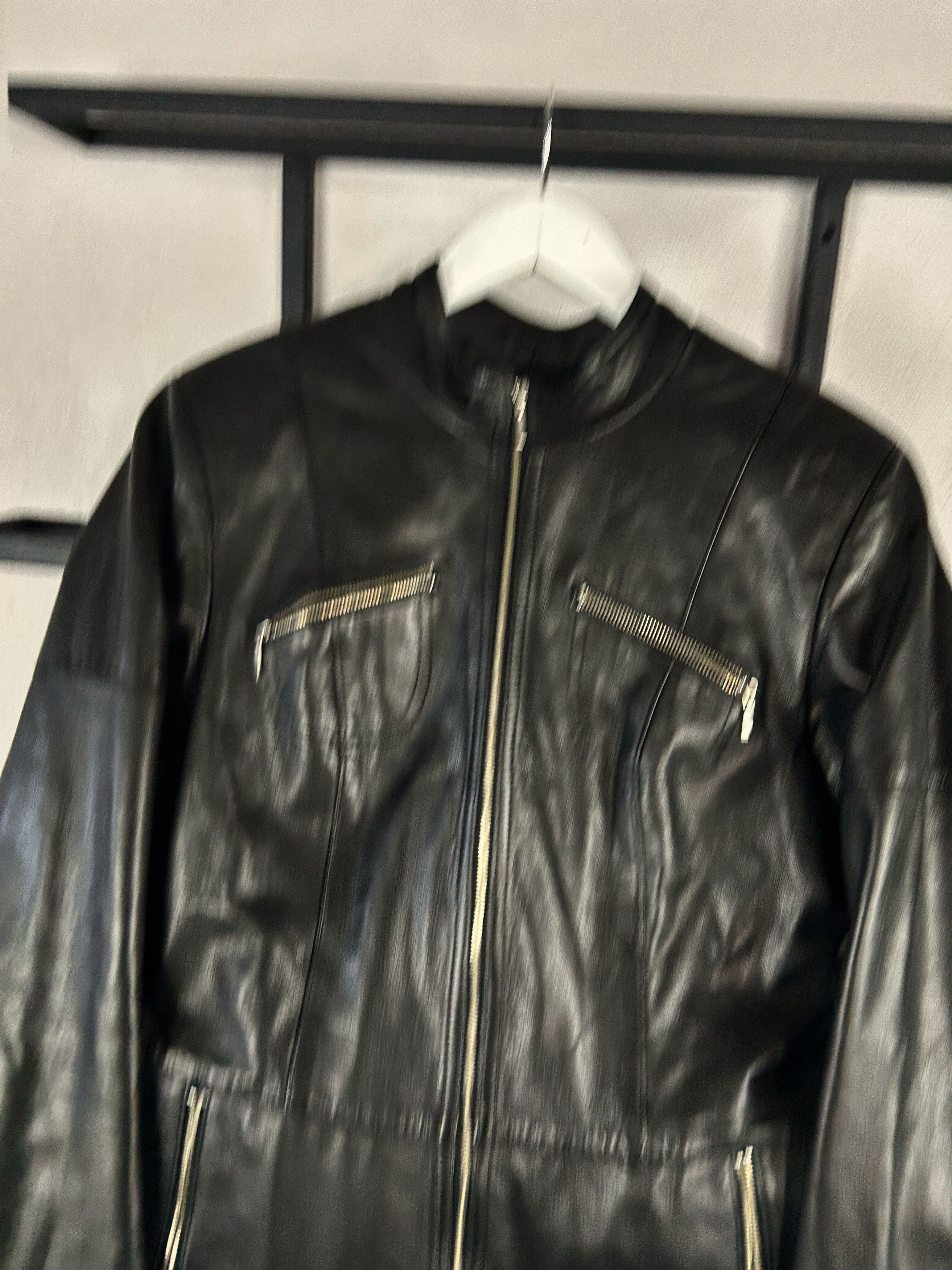 Vintage Black Leather Jacket Minimal Moto Biker Slim Y2K Archive Size S / US 4 / IT 40 - 5 Thumbnail