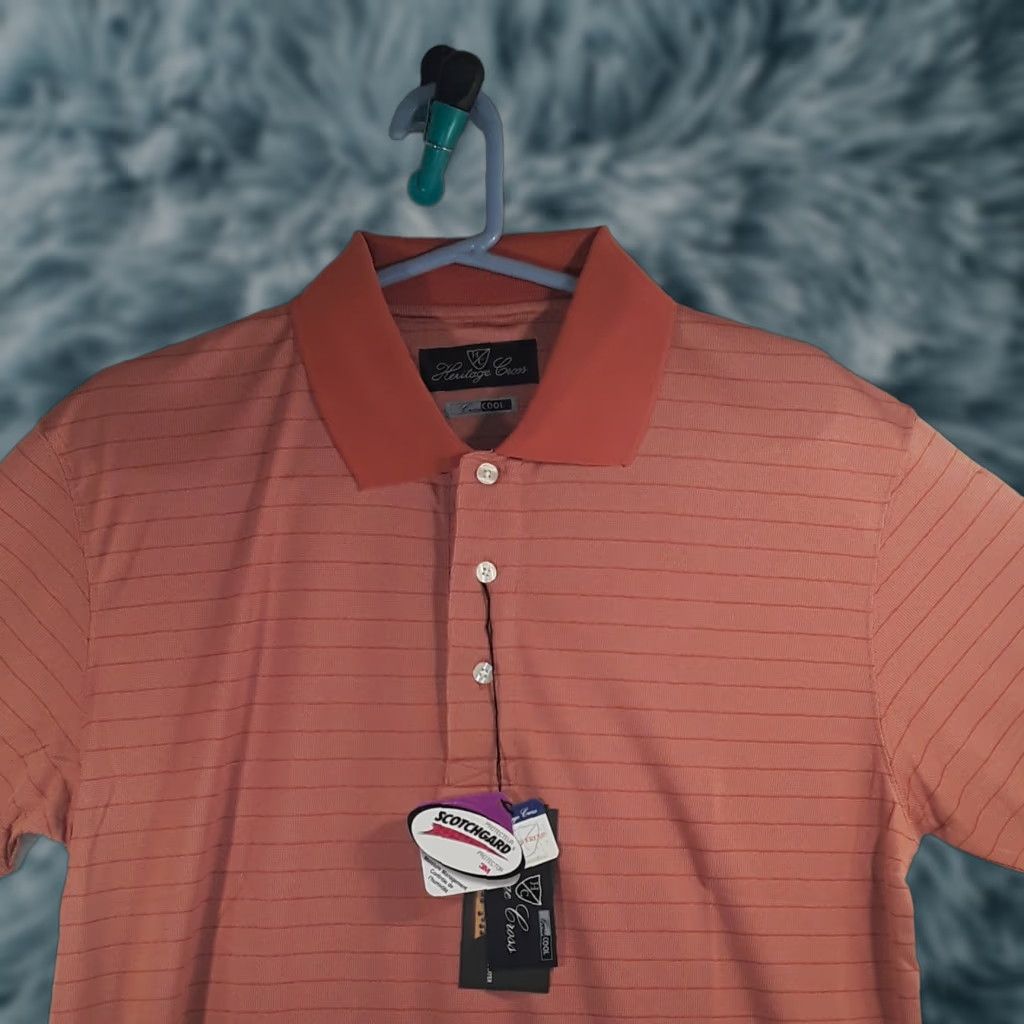 Vintage NEW MENS PUMPKIN GOLF SHIRT CROSS IVORY PINSTRIPES SM.PUMPKIN Heritage 22x30 Polo Short Sleeve 30 in 100% Polyester Mens Regular Size S #e2 Size US S / EU 44-46 / 1 - 1 Thumbnail